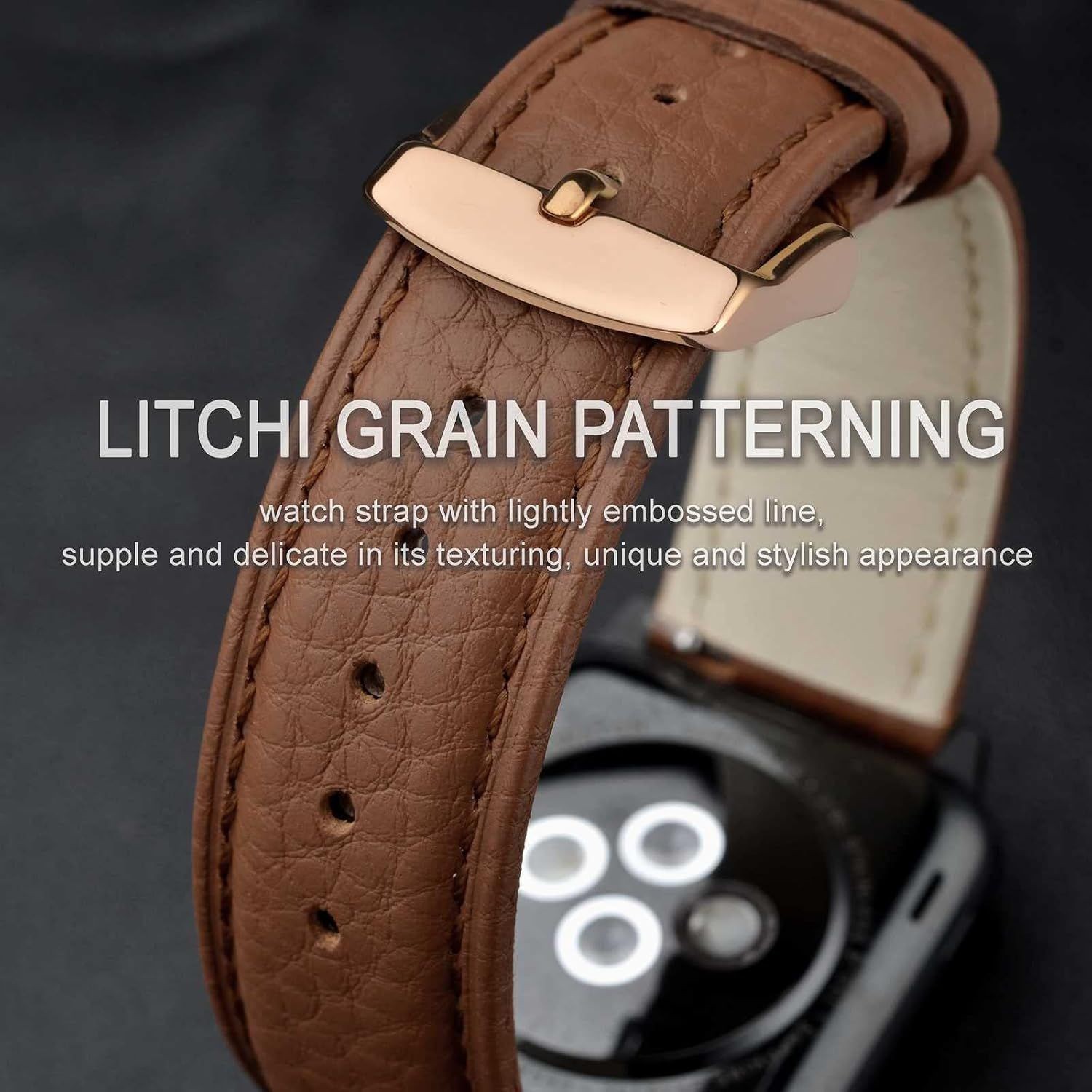 Strap Only For 18mm Watch Band Leather Quick Release Textured Padded Brown