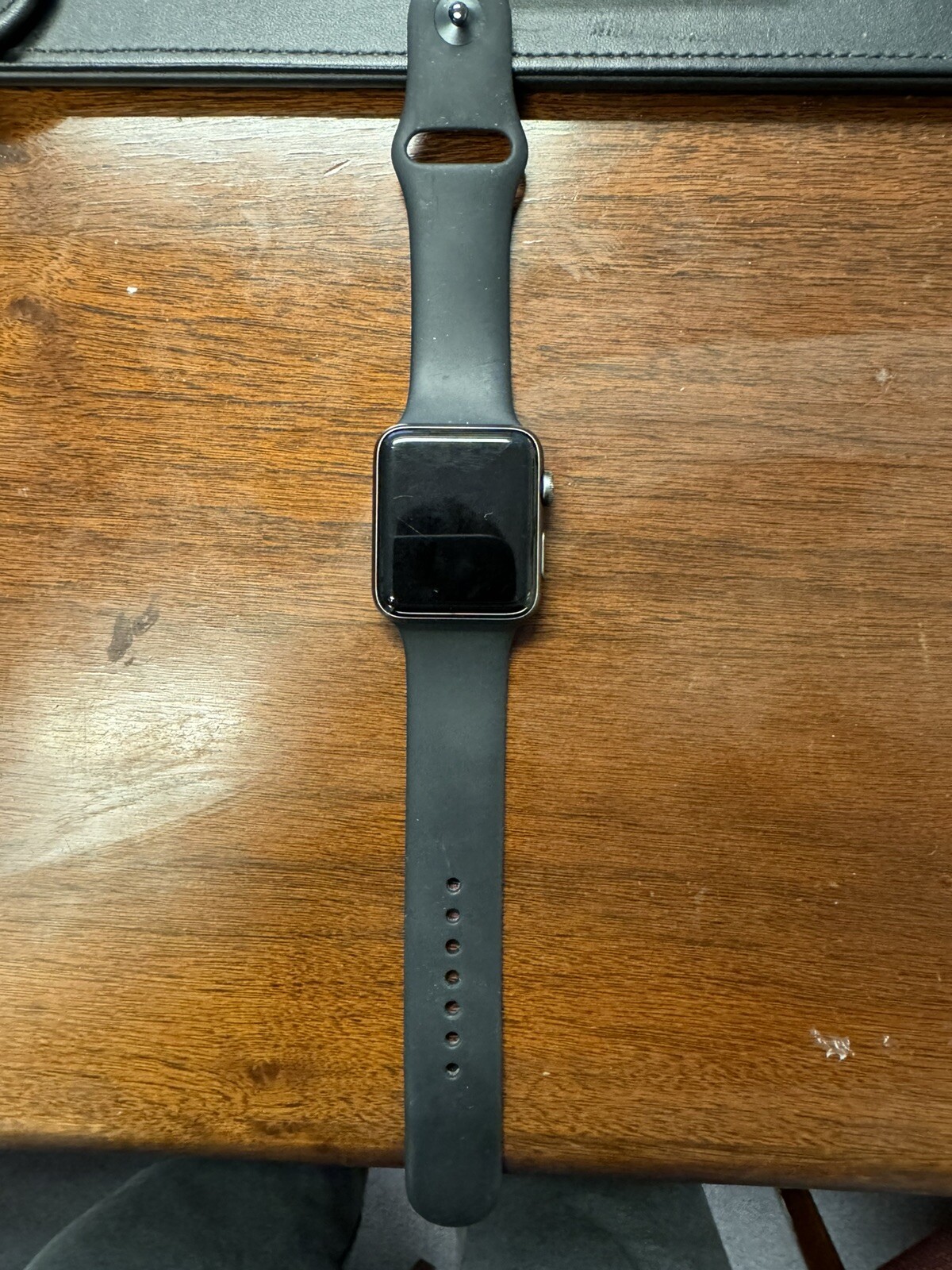 Apple Watch Series 3 42mm Stainless Steel Case Black Sport Band Smartwatch -…