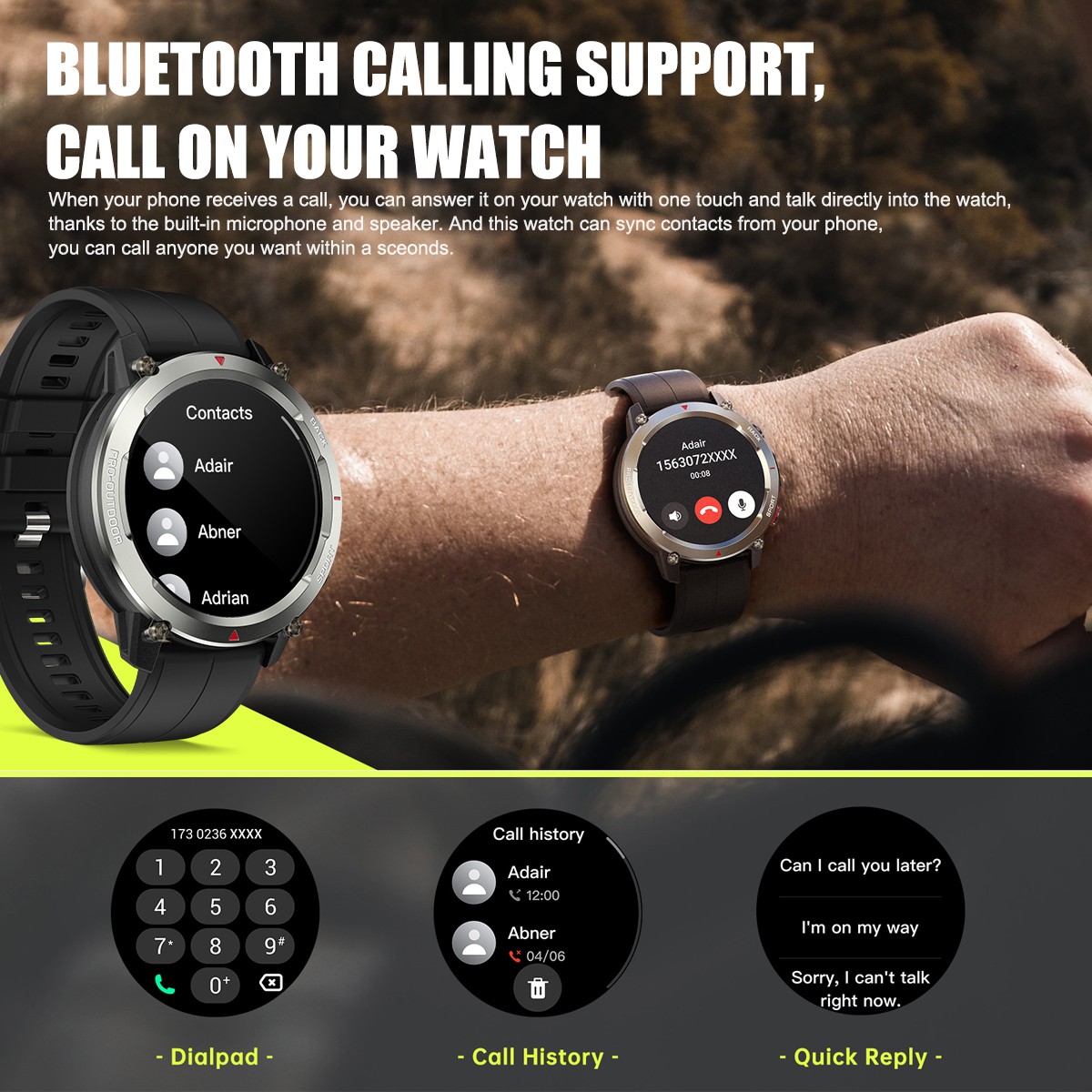 FT53 Smartwatch IP68 1.43″ AMOLED HR 30m Waterproof BT Call for Android/iOS