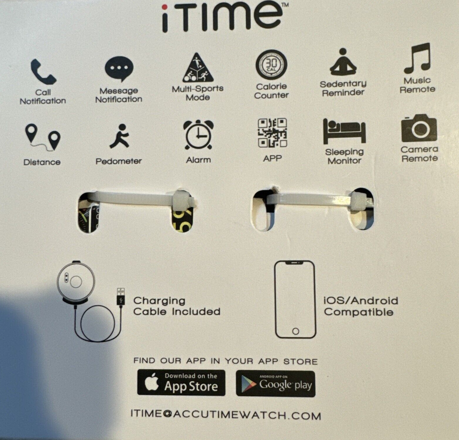 iTime Adult Unisex Smart Watch with Silicone Strap Set in Black and Green (ITE30