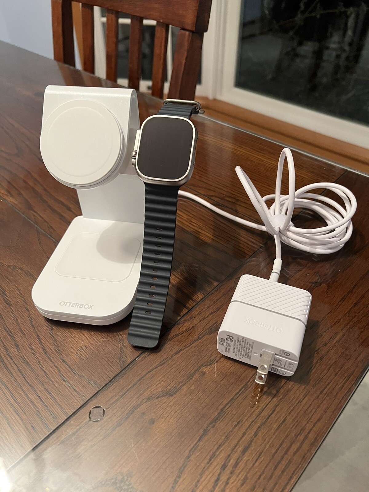 Apple Watch Ultra With 3-1 Otterbox Charging station.