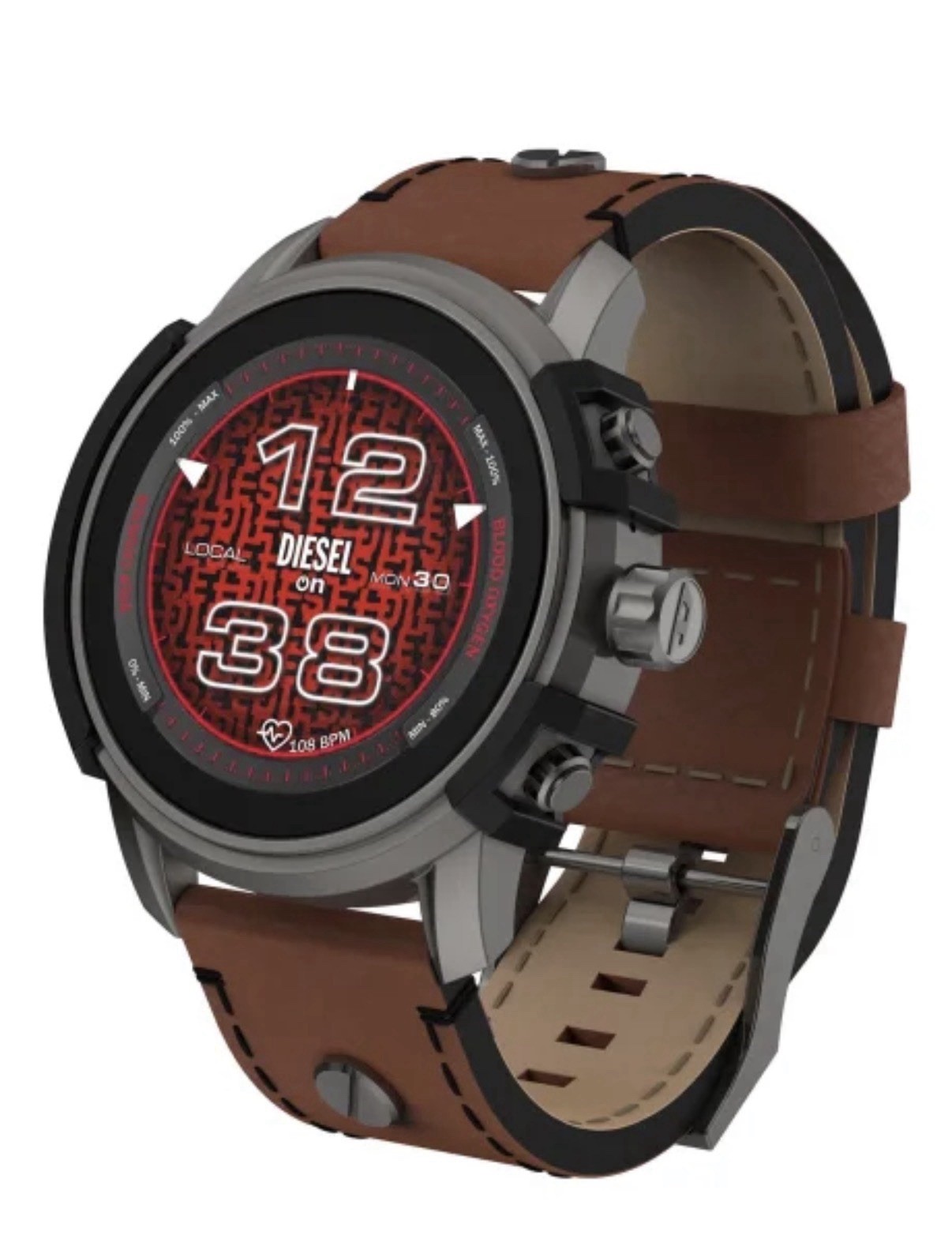 Diesel DZT2043 Diesel On Wear OS Smartwatch 48mm Brown Leather HR 8GB
