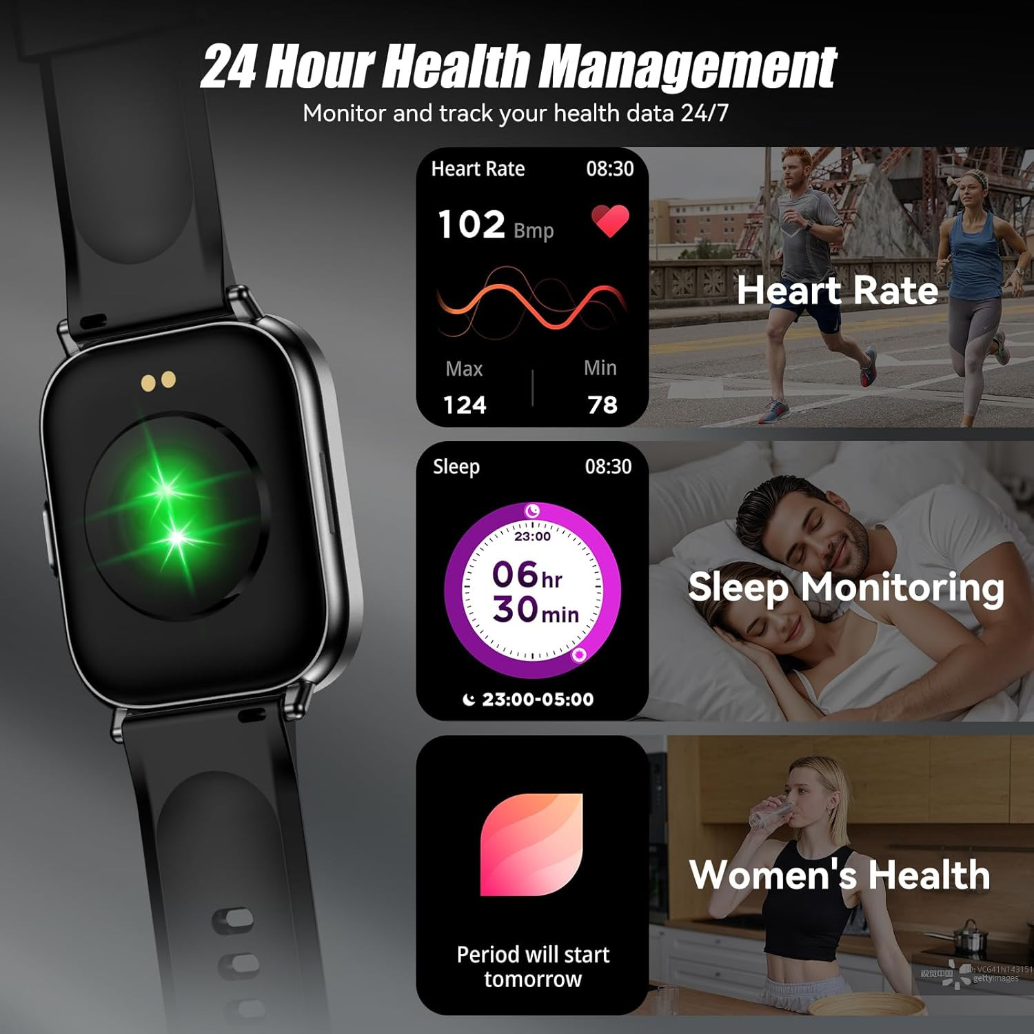 Smart Watch with 2.01″ HD Touchscreen, Bluetooth Calling, 120+ Sports Modes, 24/