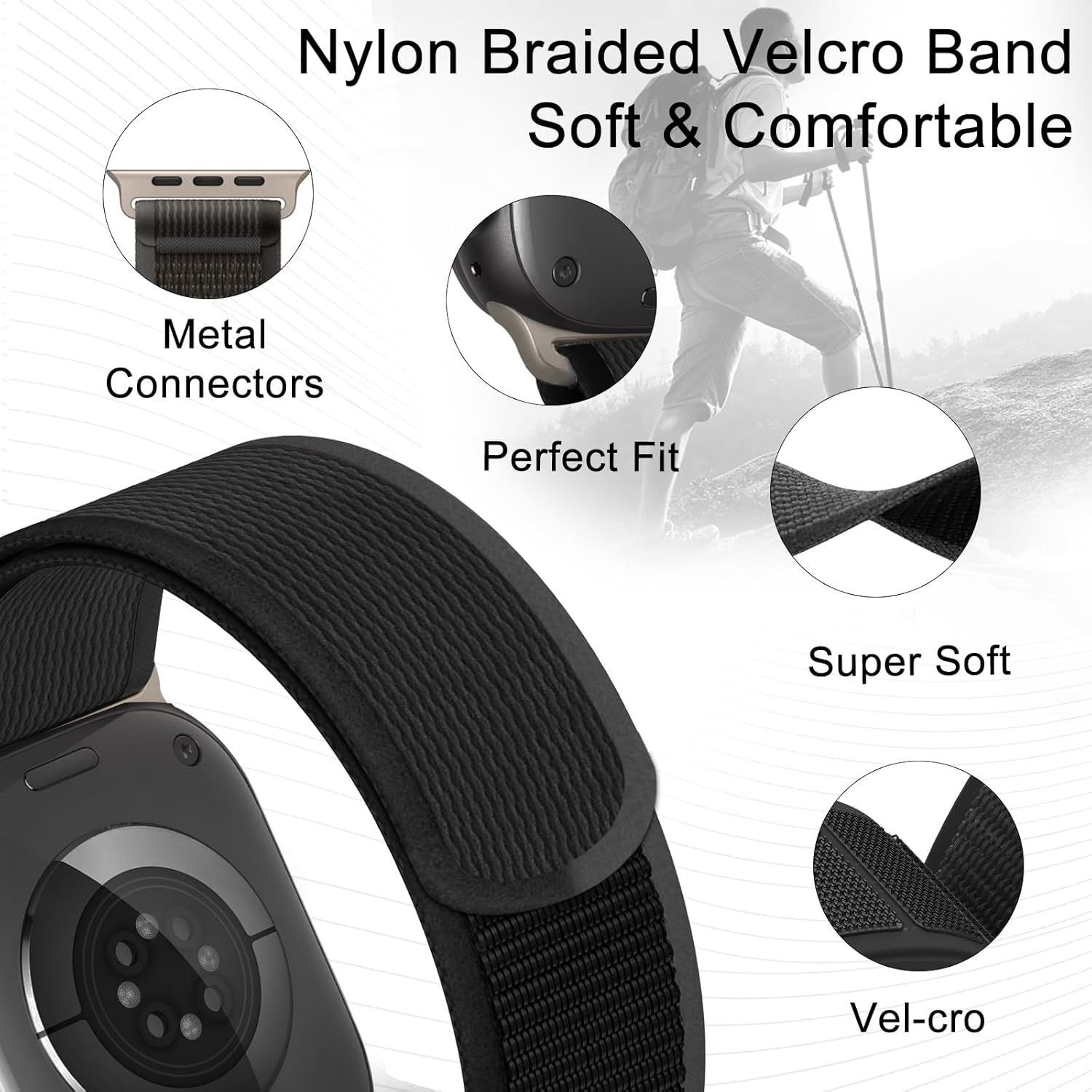Adjustable Nylon Band with C Hook for Apple Watch Ultra 2 49mm – Compatible Stra
