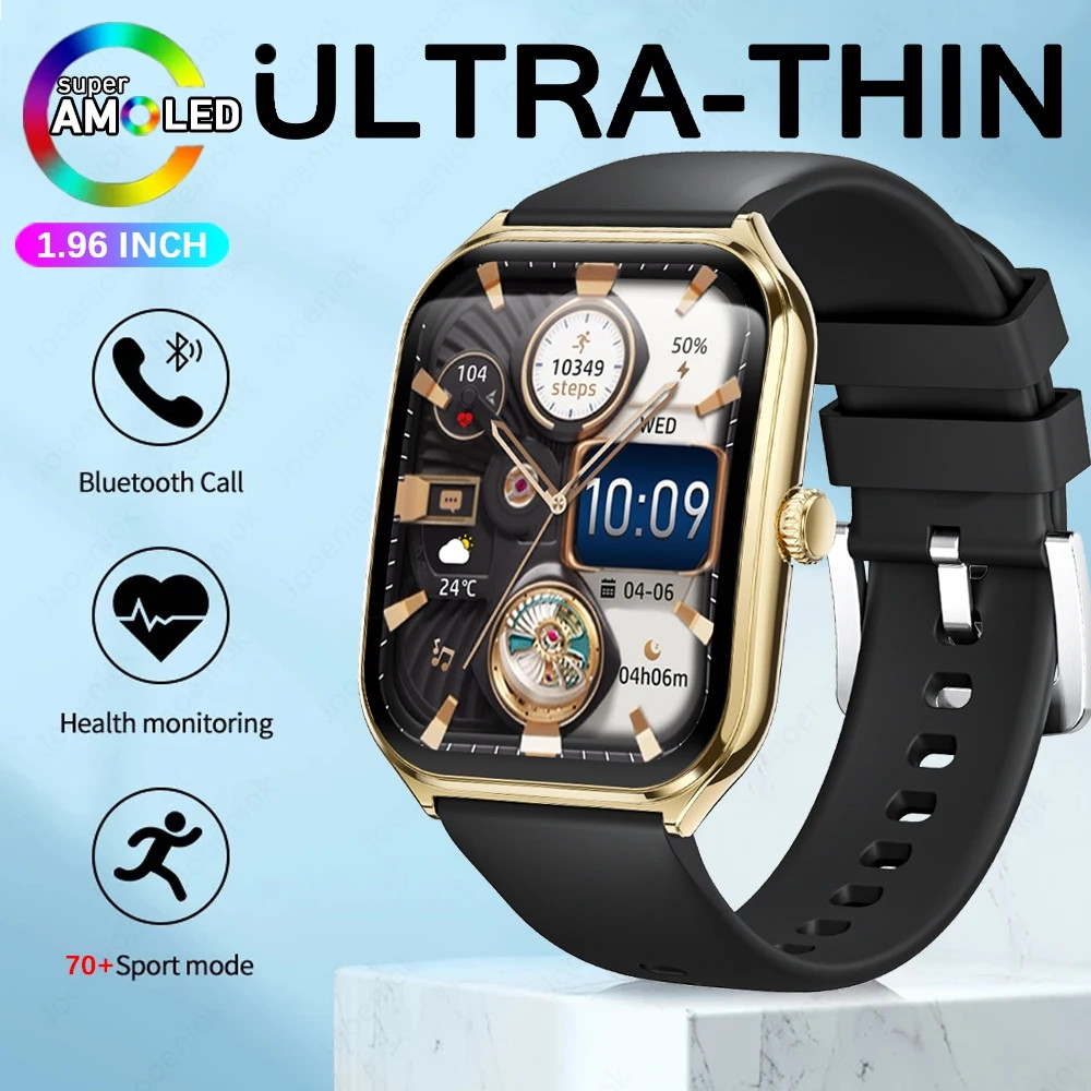 2025 New 7.5MM Ultra Thin Smart Watch Men 1.96″AMOLED Screen Always Show Time