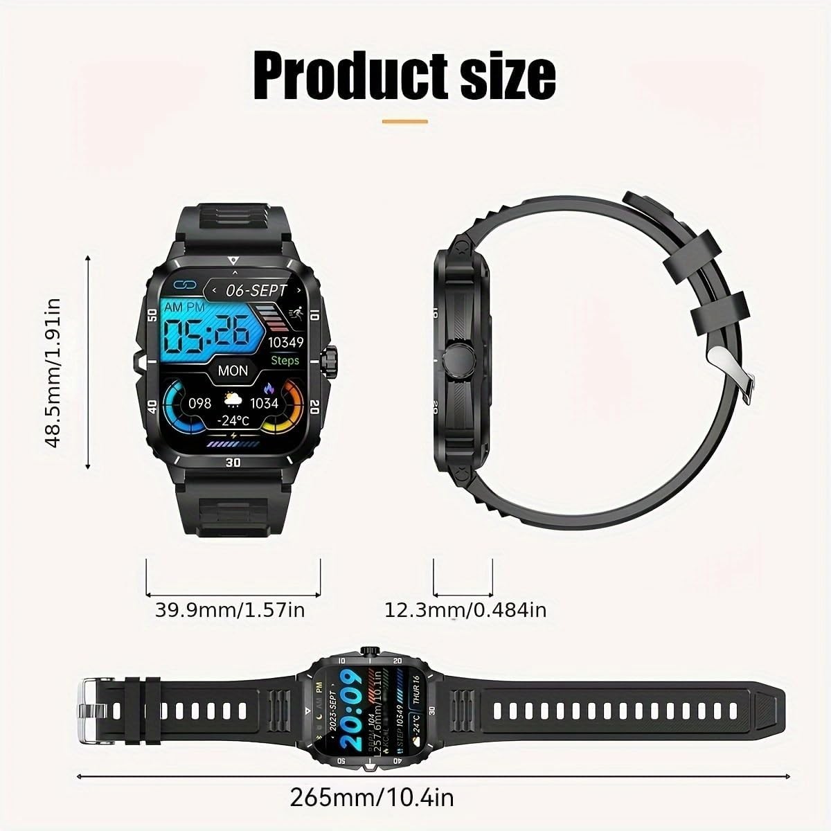Military Smart Watches for Men Women Health Monitor Waterproof Phone CALL