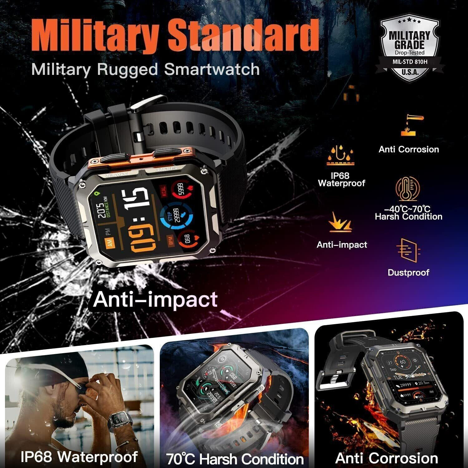 Military Smart Watch Men(Answer/Make Calls) 2024 New Fitness Tracker Wristwatch