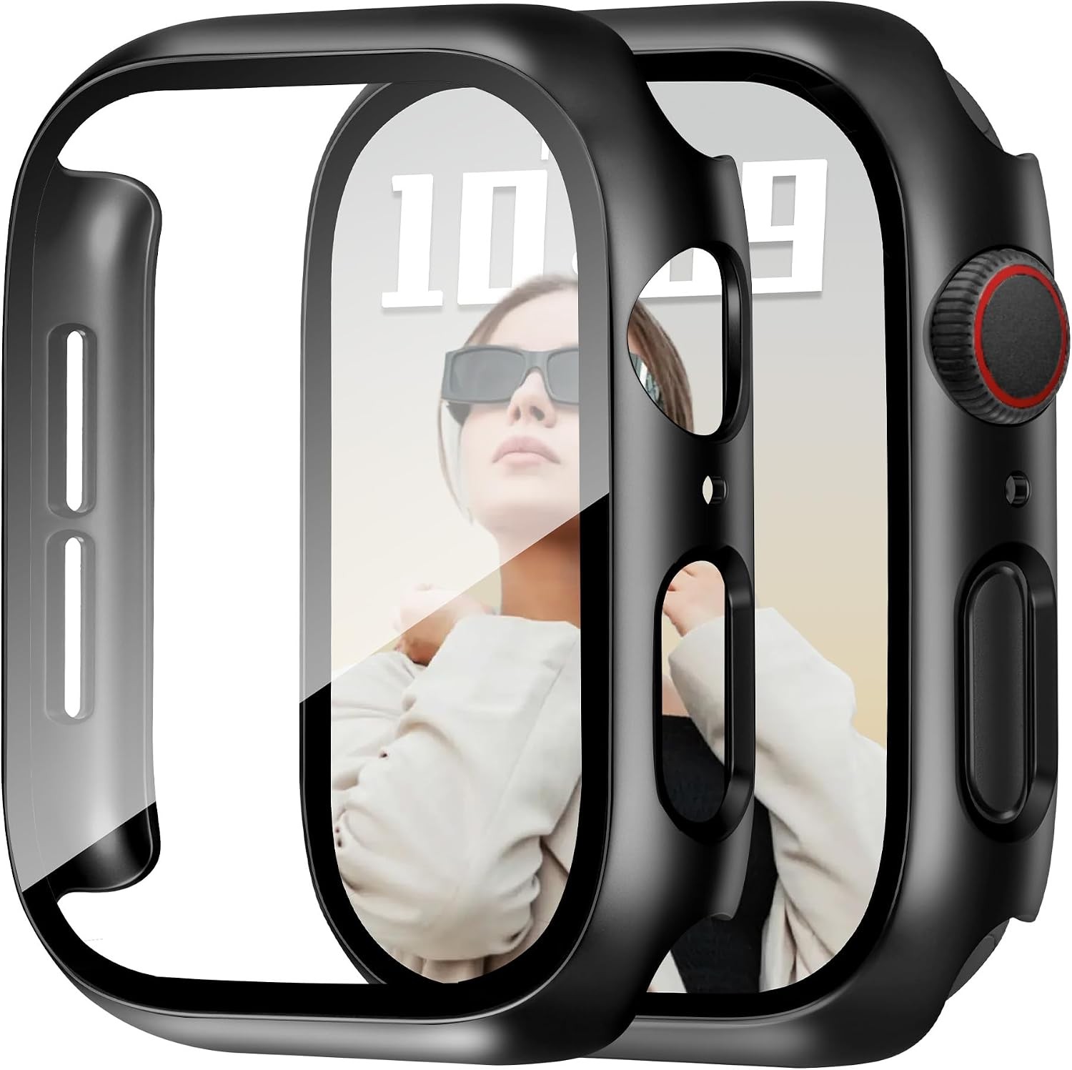 2 Pack of HD Tempered Glass and Hard PC Case for Apple Watch 40mm Series 6/5/4