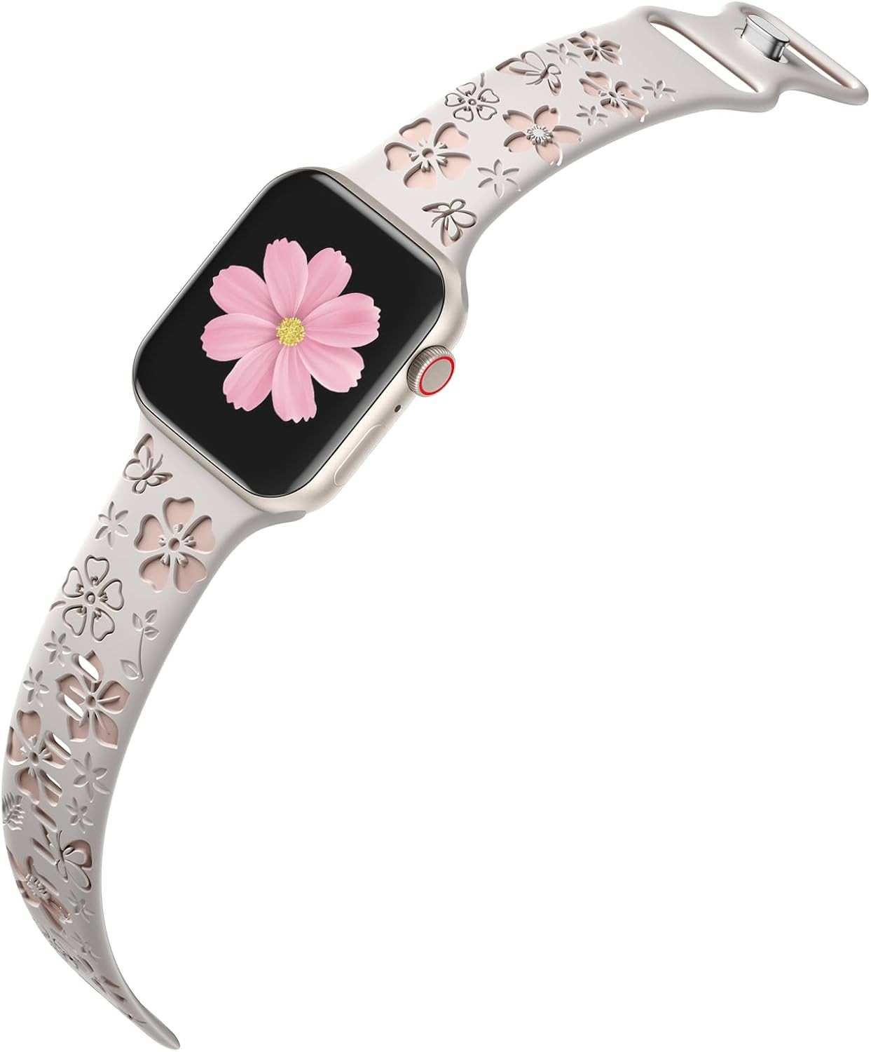 Soft Silicone Floral Engraved Band for Apple Watch 38mm 40mm 41mm 44mm 45mm