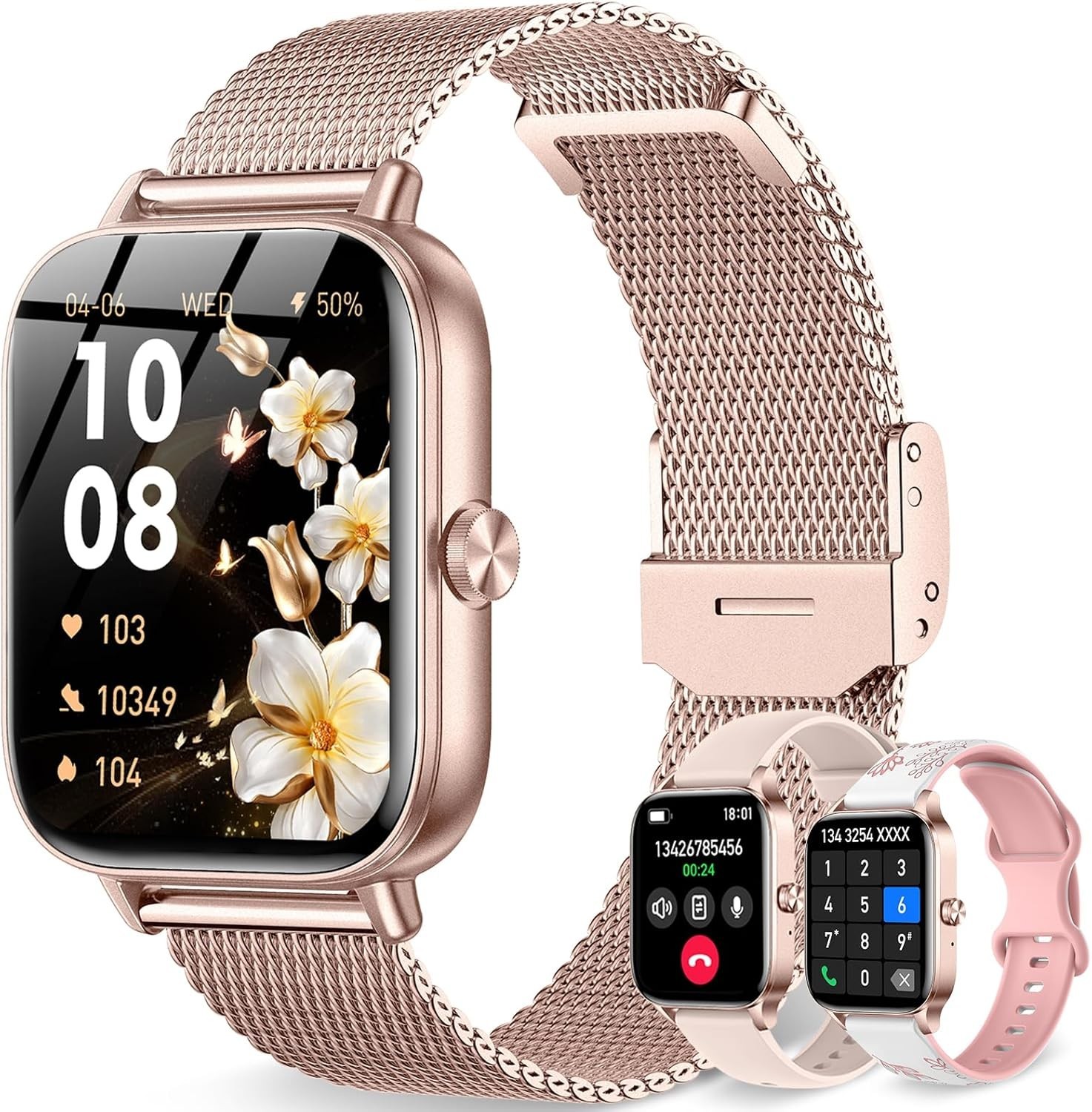 Smart Watch for Women, 1.85″HD Fitness Tracker Answer/Make Call/Messages, 130…