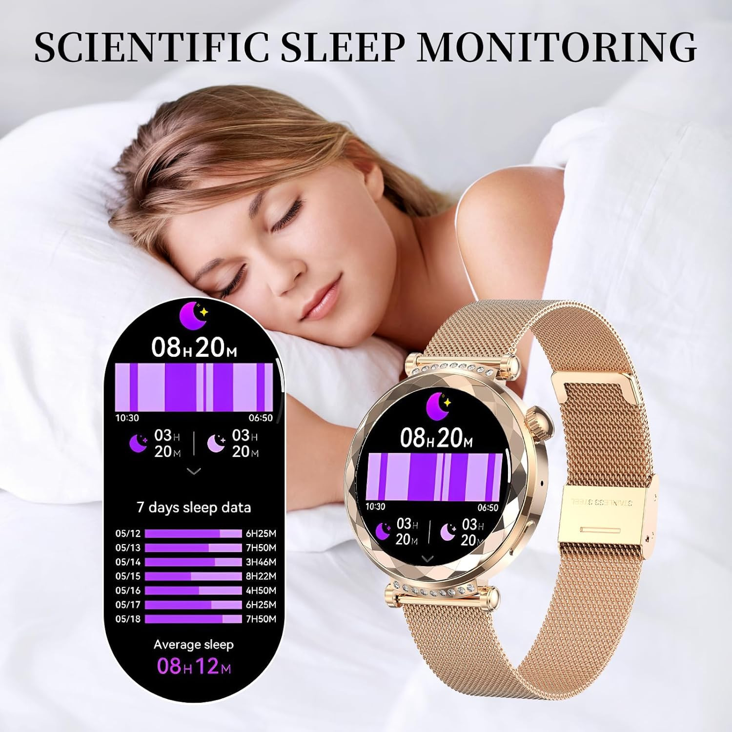 Smart Watch for Women, Fitness Tracker for Android/Ios, 1.19″ AMOLED Screen Smar