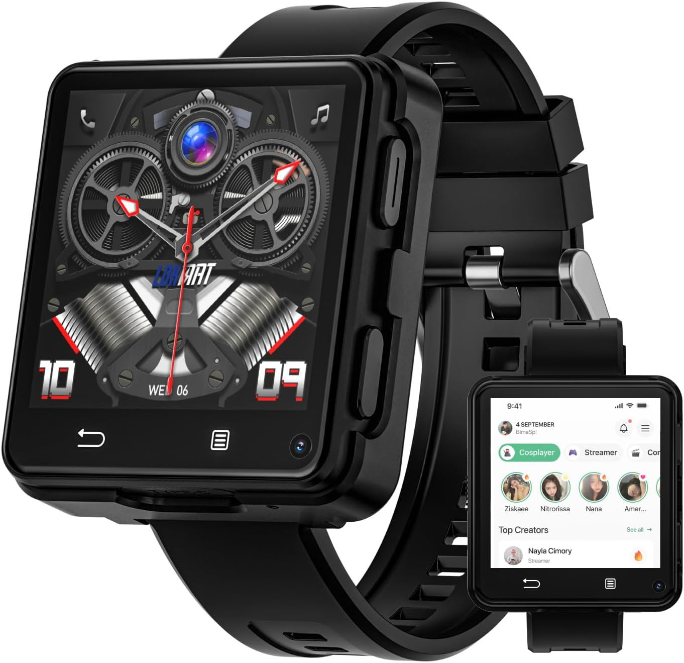 4G Smart Watch Phone Call, 4GB+64GB Android 11 CPU MTK6761 Smartwatch, 2.64″ Lar