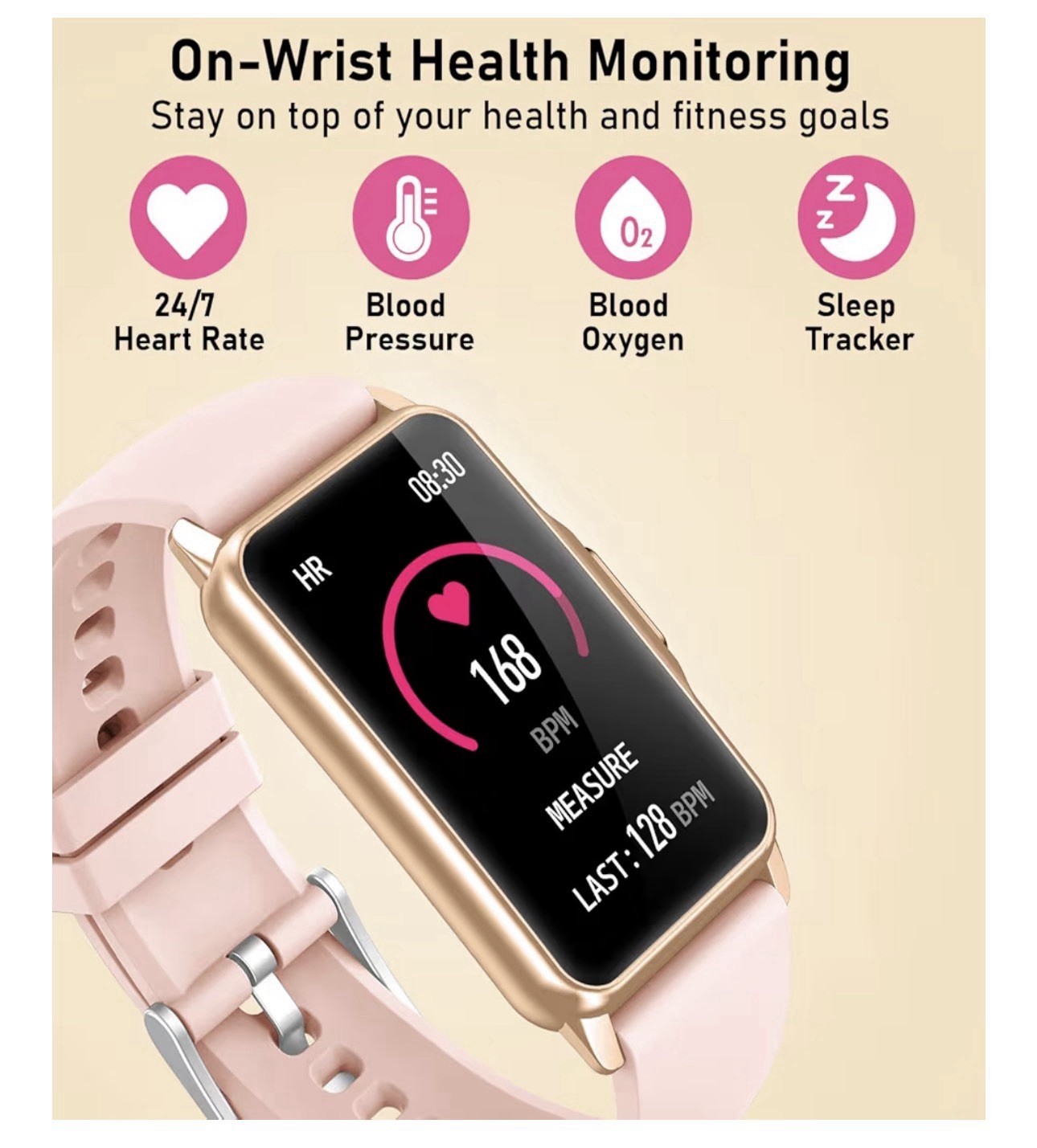 Smart Watch Health Fitness Tracker with 24/7 Heart Rate, Blood Oxygen Pressure