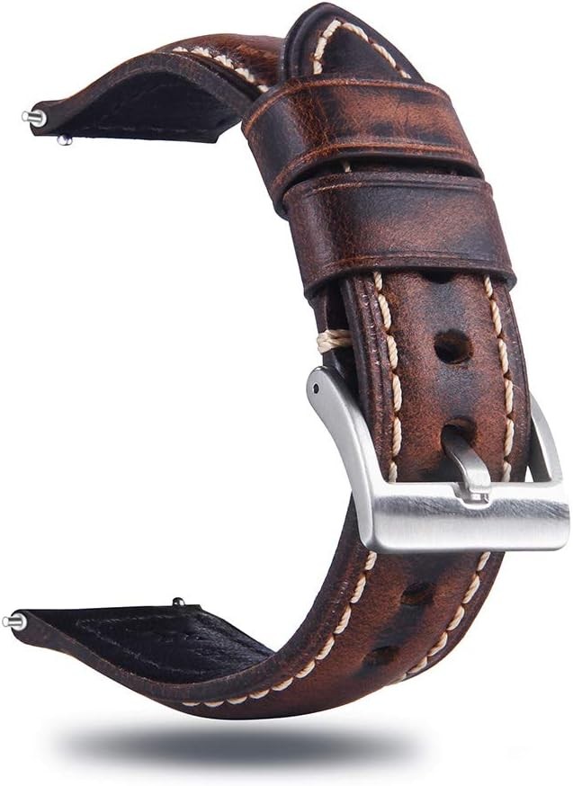 Retro Leather Strap Compatible with 18mm 20mm 22mm 24mm 26mm Watches