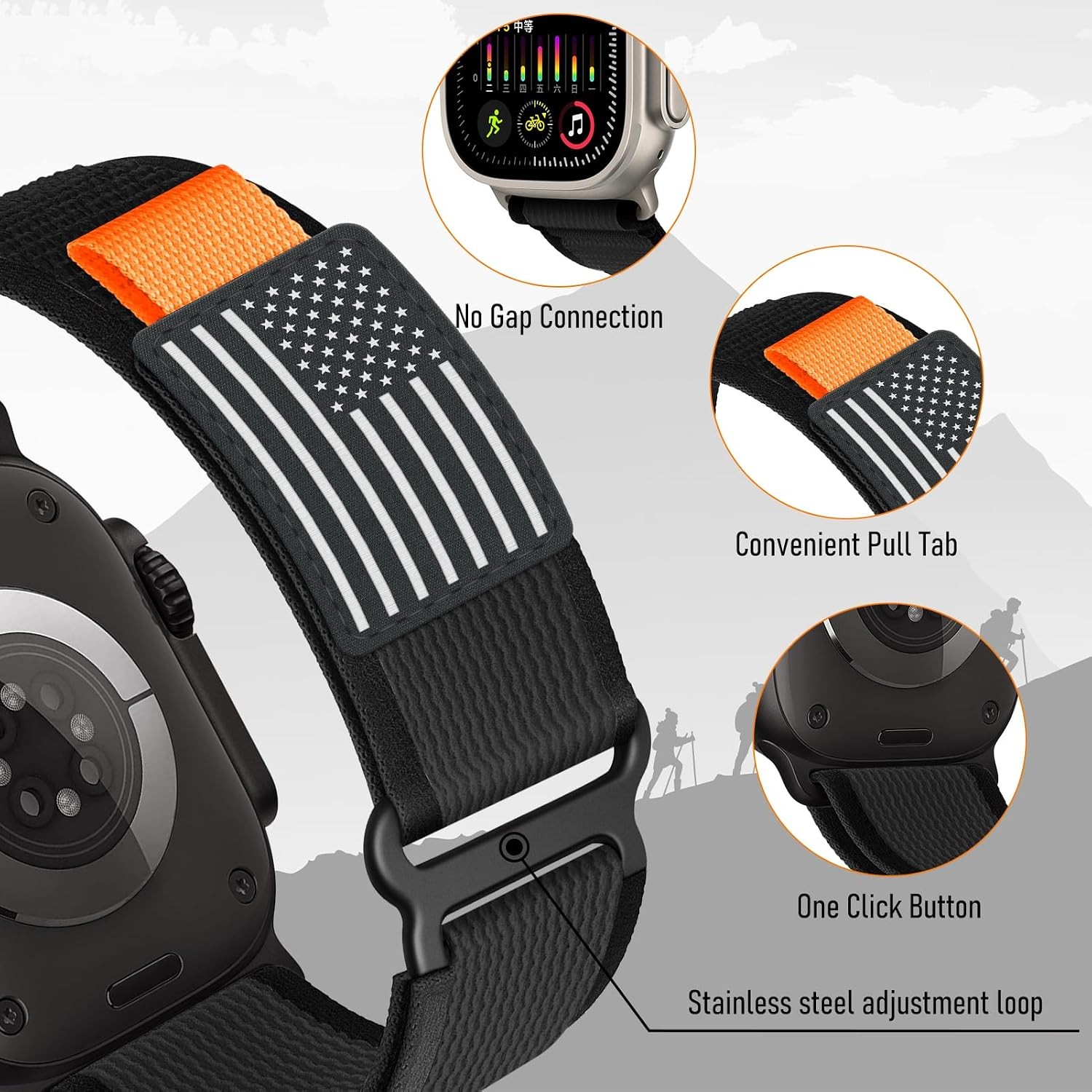 Nylon Strap Compatible with Apple Watch Ultra 49mm 44mm Breathable Sport