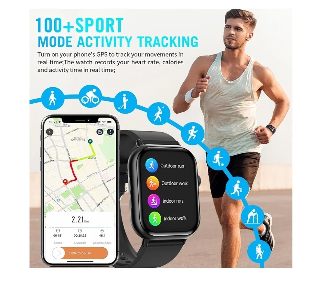 Smart Watches for Men Women (Answer/Make Call), 2.01″ HD Screen Fitness Tracker