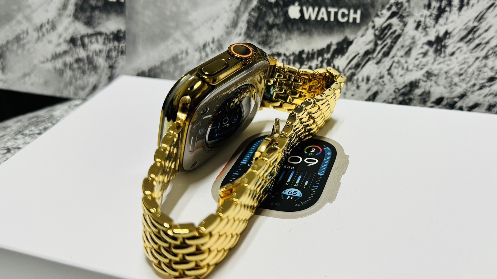 Custom Apple Watch ULTRA 3 49mm GOLD Anodized Titanium Gold Plated Links Band