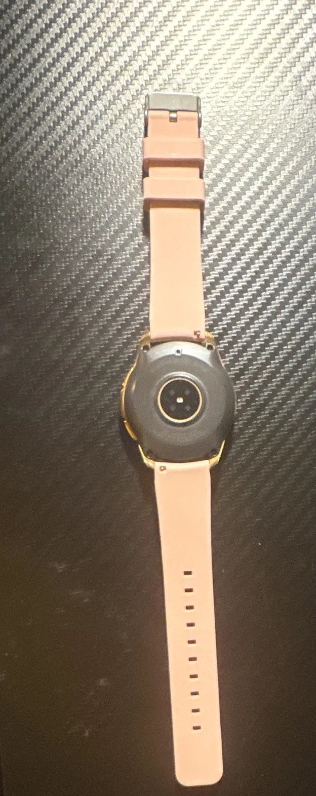 Samsung Galaxy Watch 42mm Gold Unlocked Bluetooth Tizen 4GB Pink Silicone Band