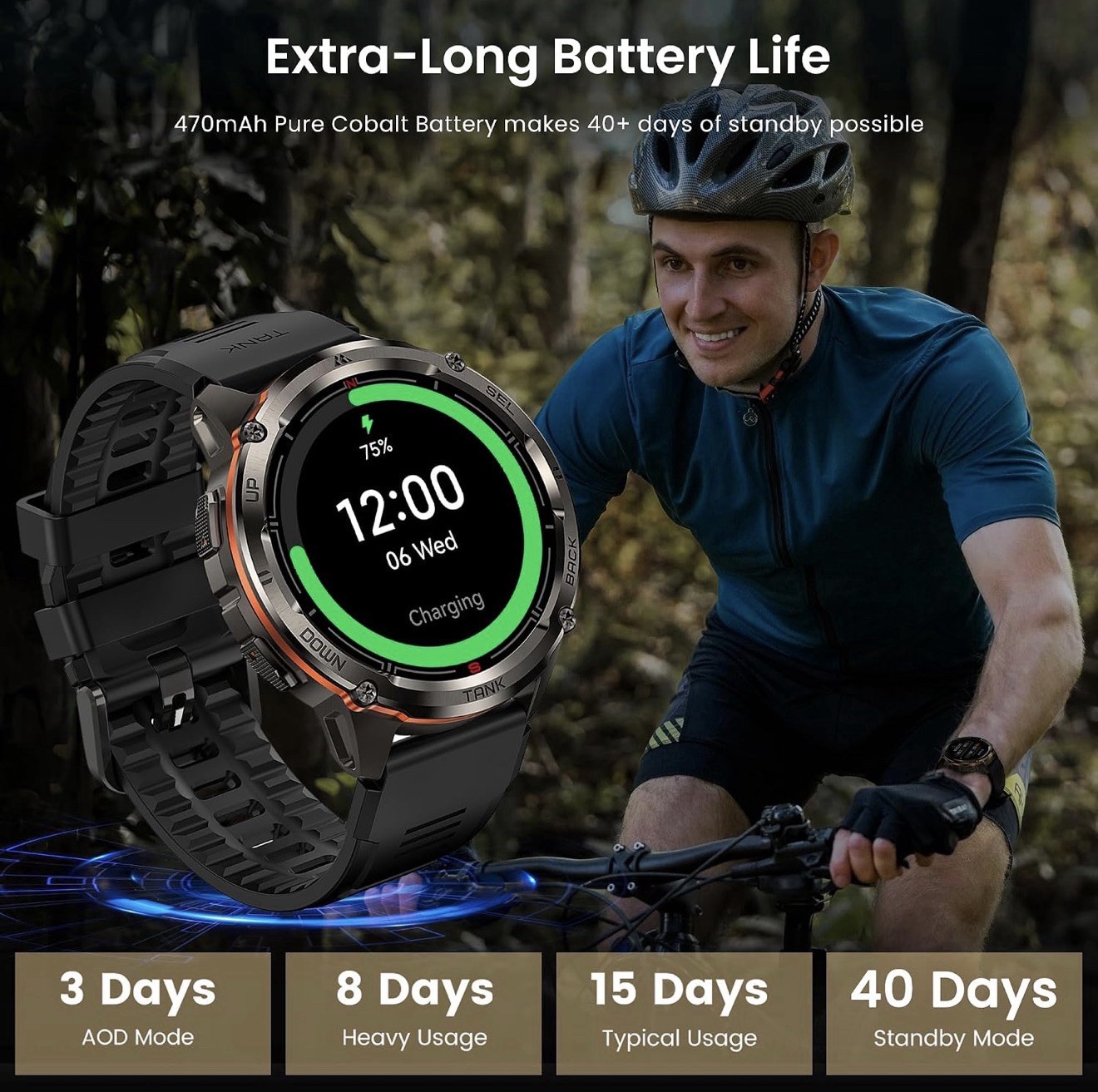 T3 Ultra 2 Rugged Smartwatch, GPS, Extra-Long Battery, Special Edition, Black