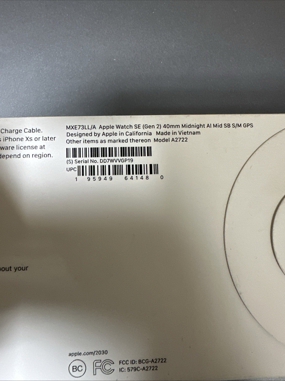 SEALED APPLE WATCH SE 2ND GEN A2722 MXE73LL/A 40MM MIDNIGHT AI MID SB S/M GPS