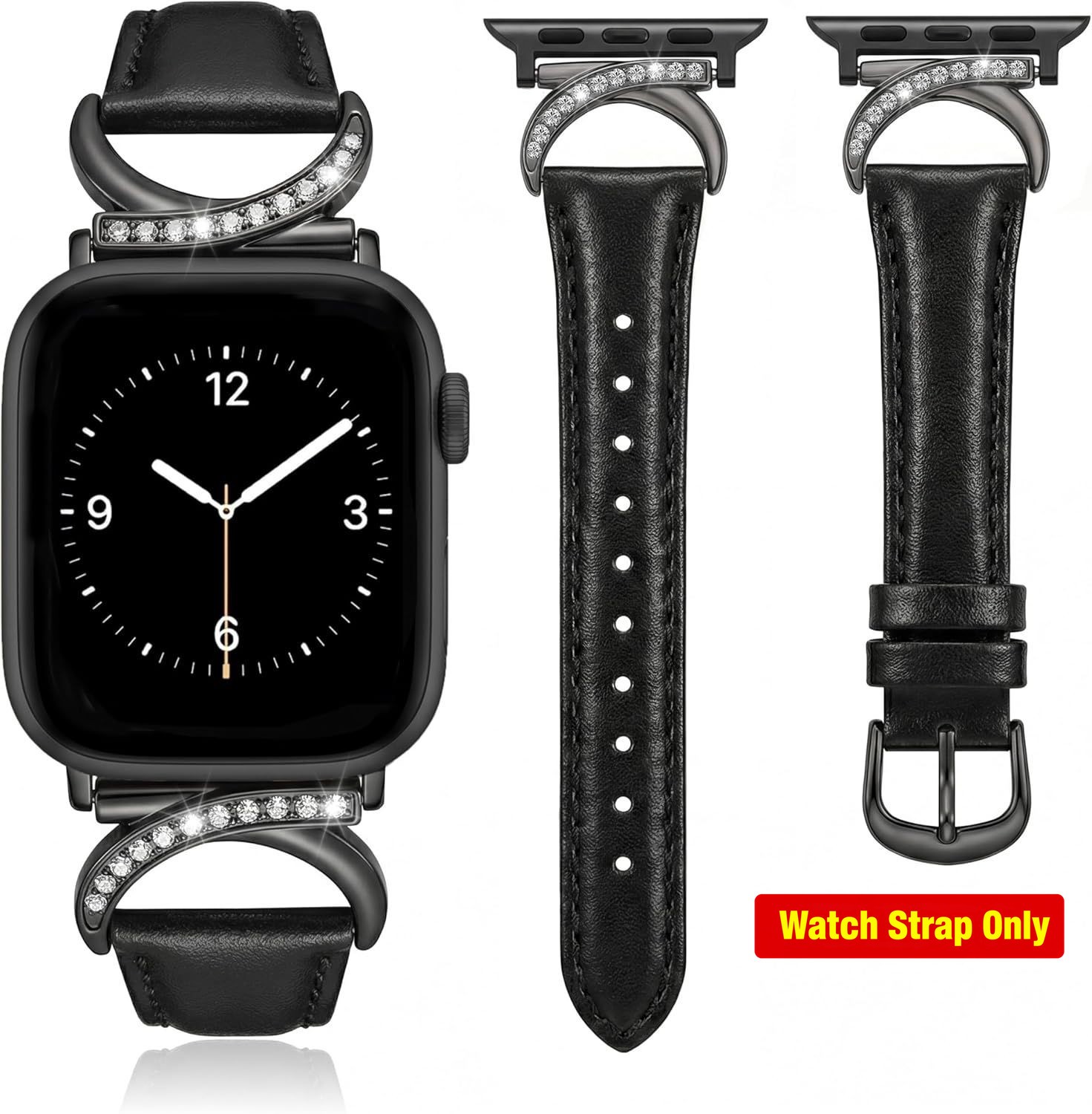 Leather Strap Compatible with Apple Watch Series 7 8 9 38/40/41mm C-Shape Buckle