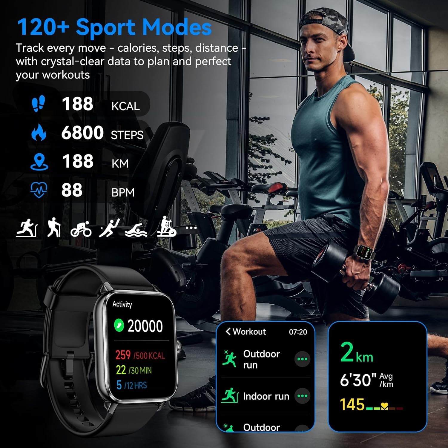2026 Smart Watch For Men/Women, Waterproof Smartwatch Bluetooth iPhone Samsung