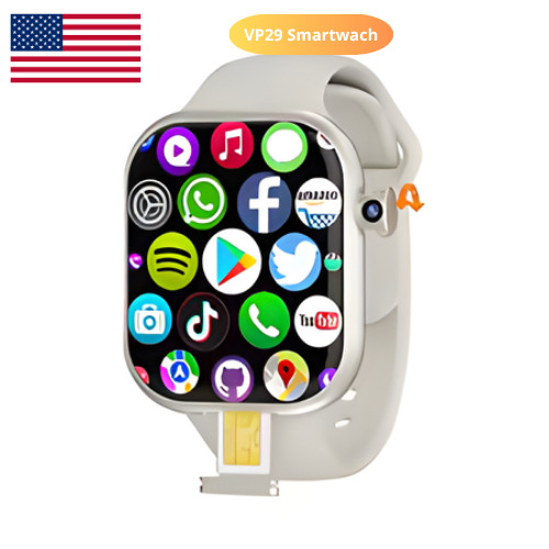 VP29 Smart Watch 5G 4G LTE Unlocked Android GPS WiFi 180° Rotating HDCamera