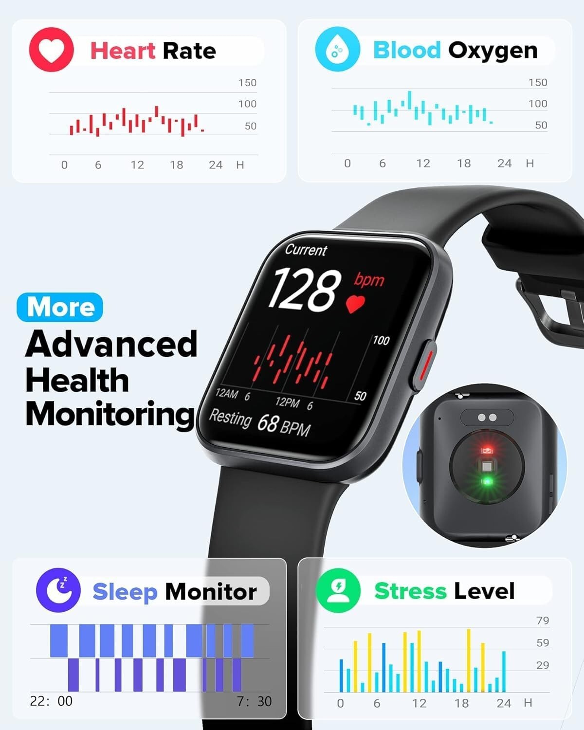 1.8” HD Touchscreen Smartwatch with Comprehensive Health Tracking Features