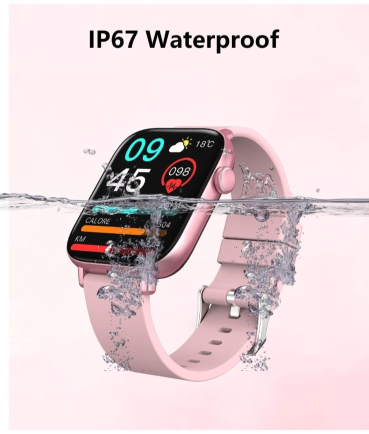 Pink Smart Watch Waterproof – Bluetooth – Reminders – Tracking