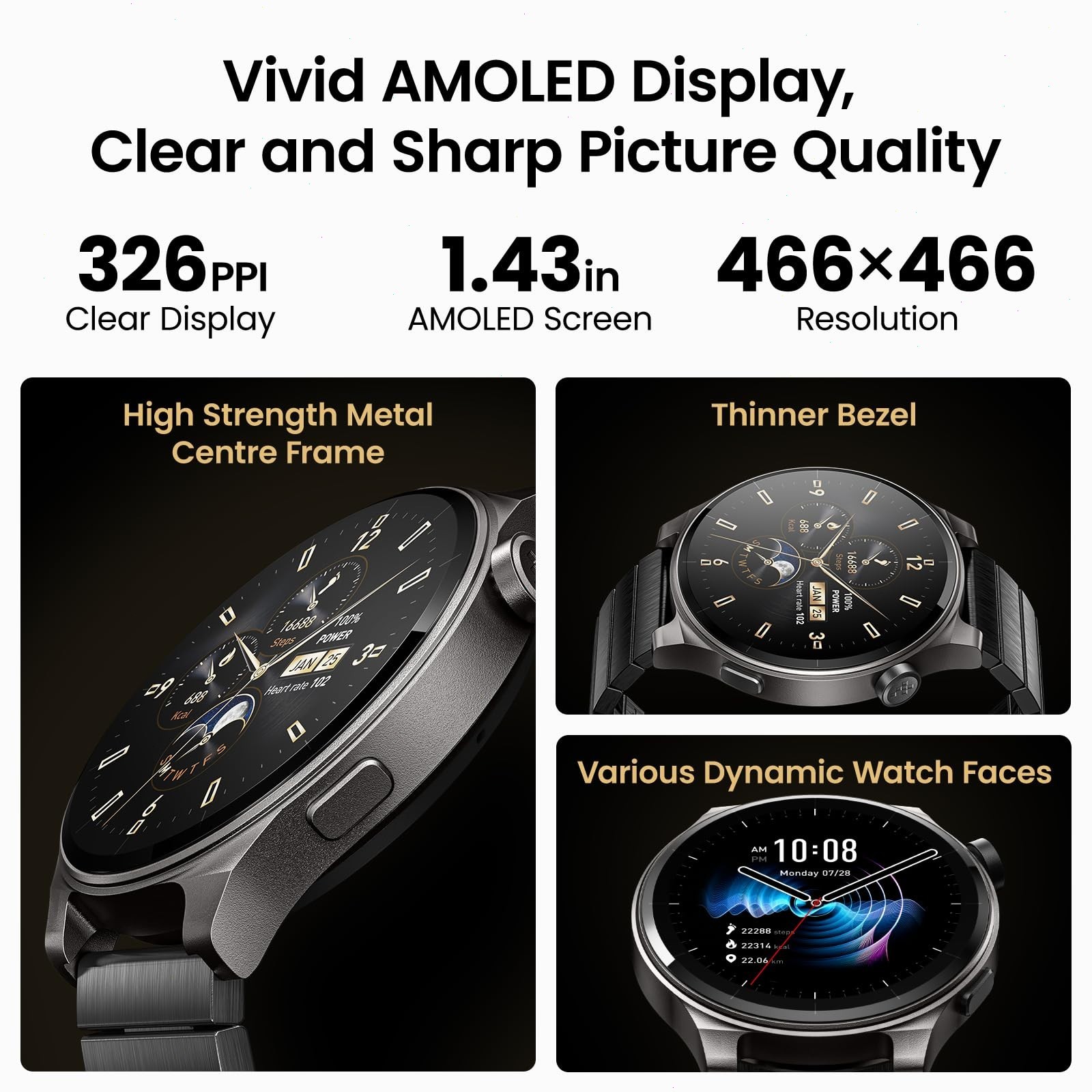 TOZO S5 Smart Watch 1.43″ AMOLED 100+ Modes Sport Fitness Watch