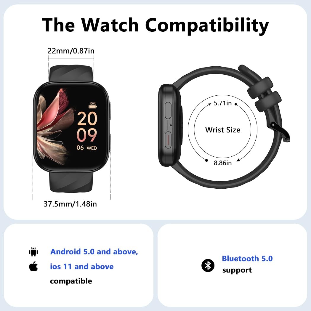 Health & Fitness Tracker (Answer/Make Calls), Smart Watch with 24/7 Heart Rat…