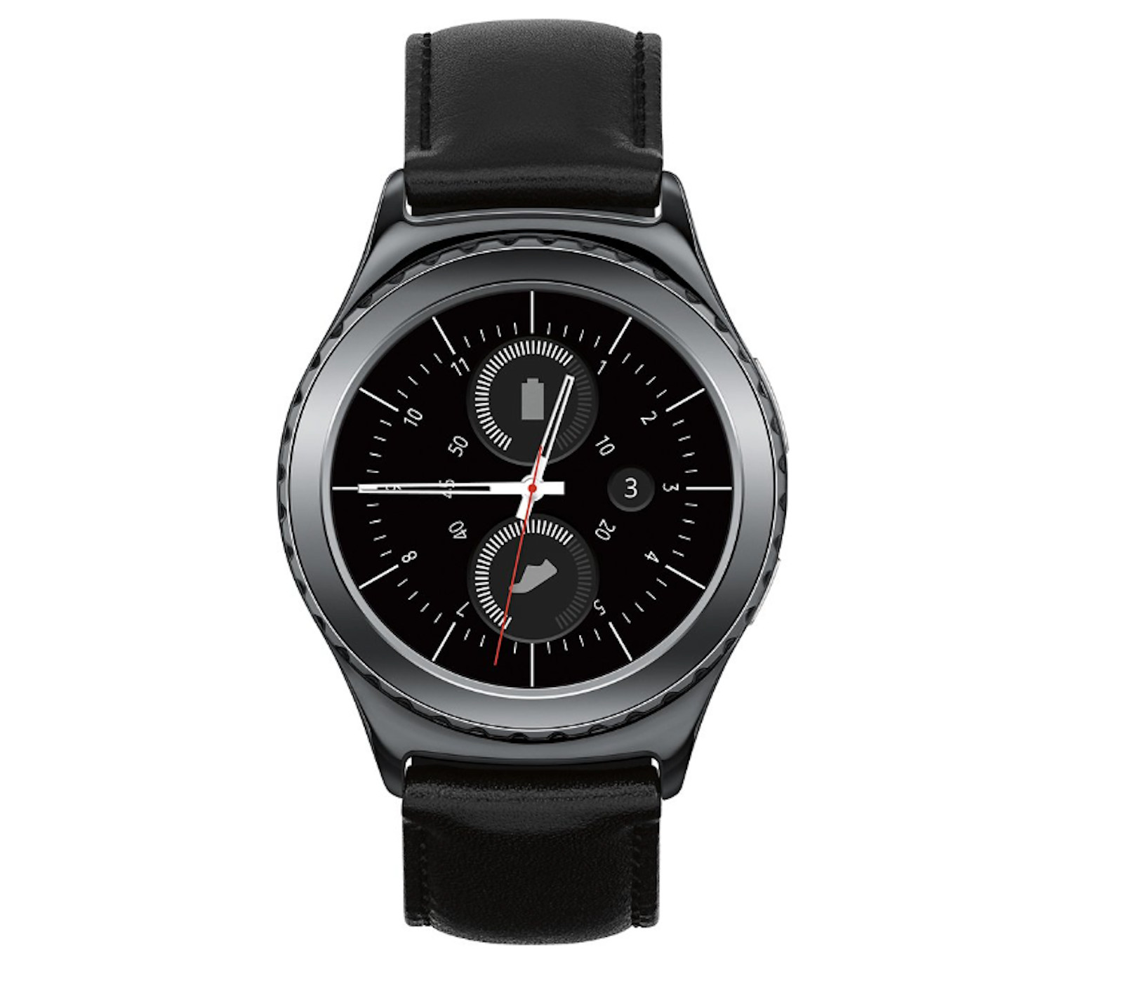 Samsung Gear S2 R732 40mm Stainless Steel 512MB GPS NFC Bluetooth Black Leather