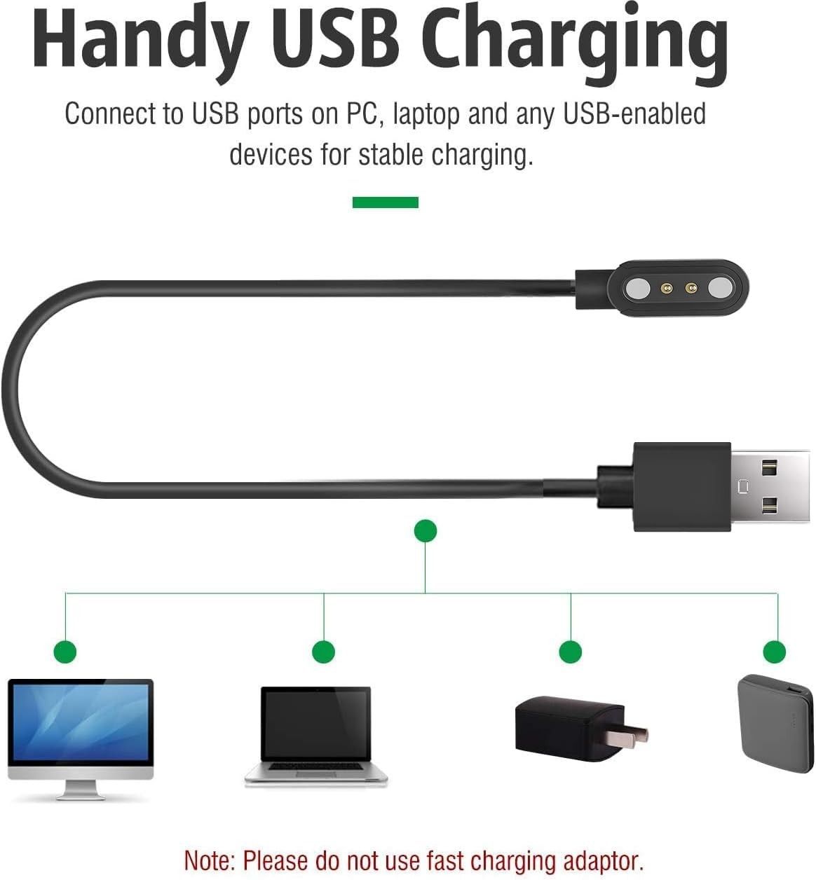 GloryFit T50 T50S T60 T70 T80 Smart Watch Charger Magnetic Charging Cord Cable 3