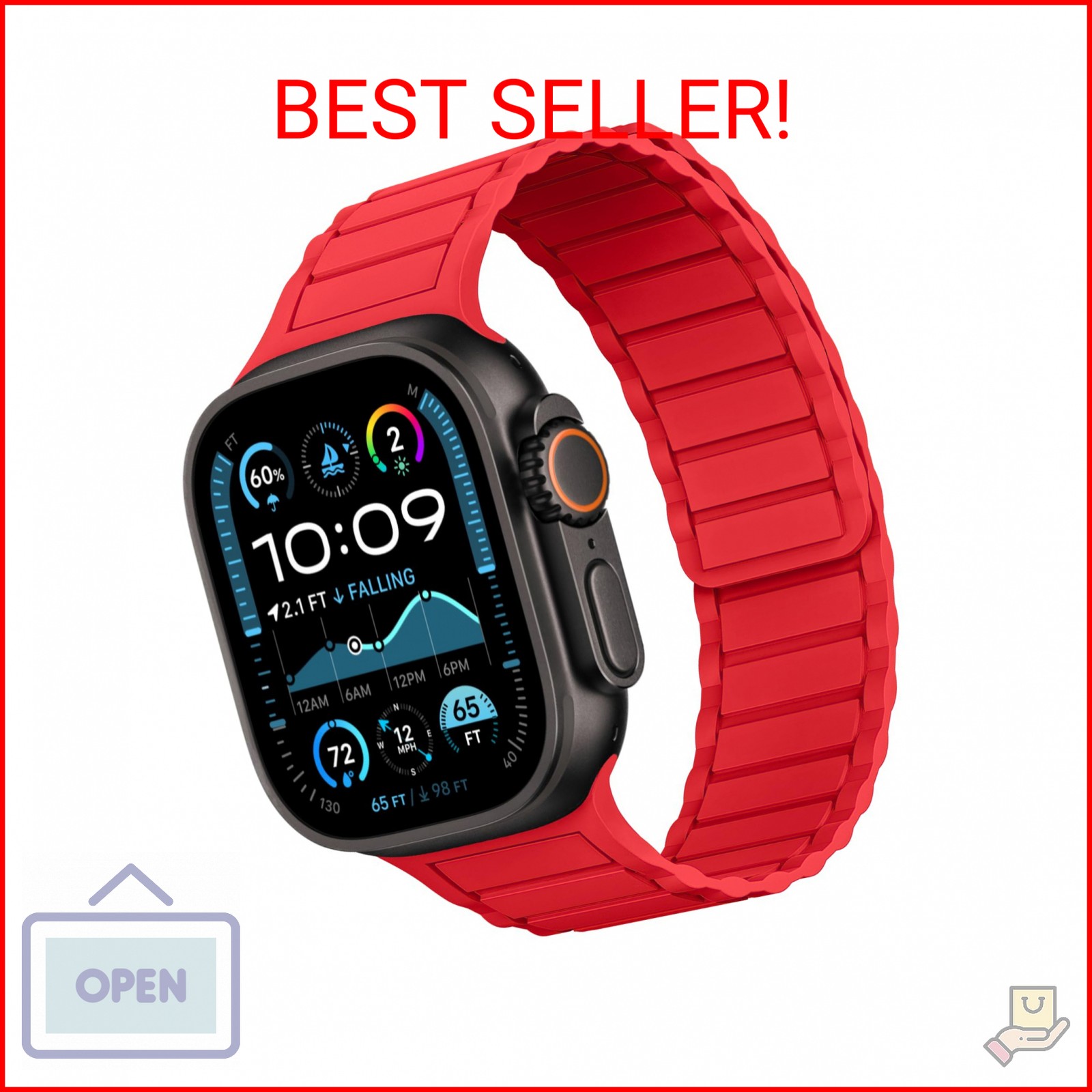 THWALK Magnetic Link Solo Loop Sport Silicone Bands Compatible with Apple Watch