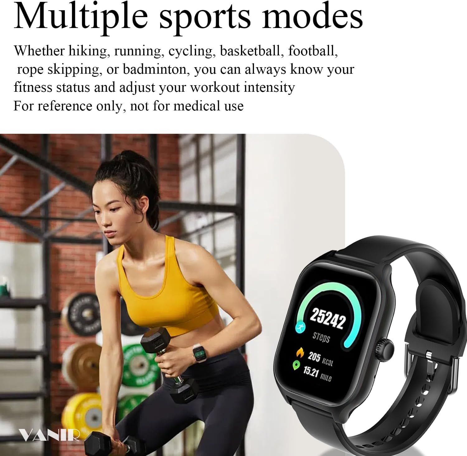 VANIR Smart Watch 2.01″ Large HD Display – Bluetooth Calling, Fitness Tracker, M