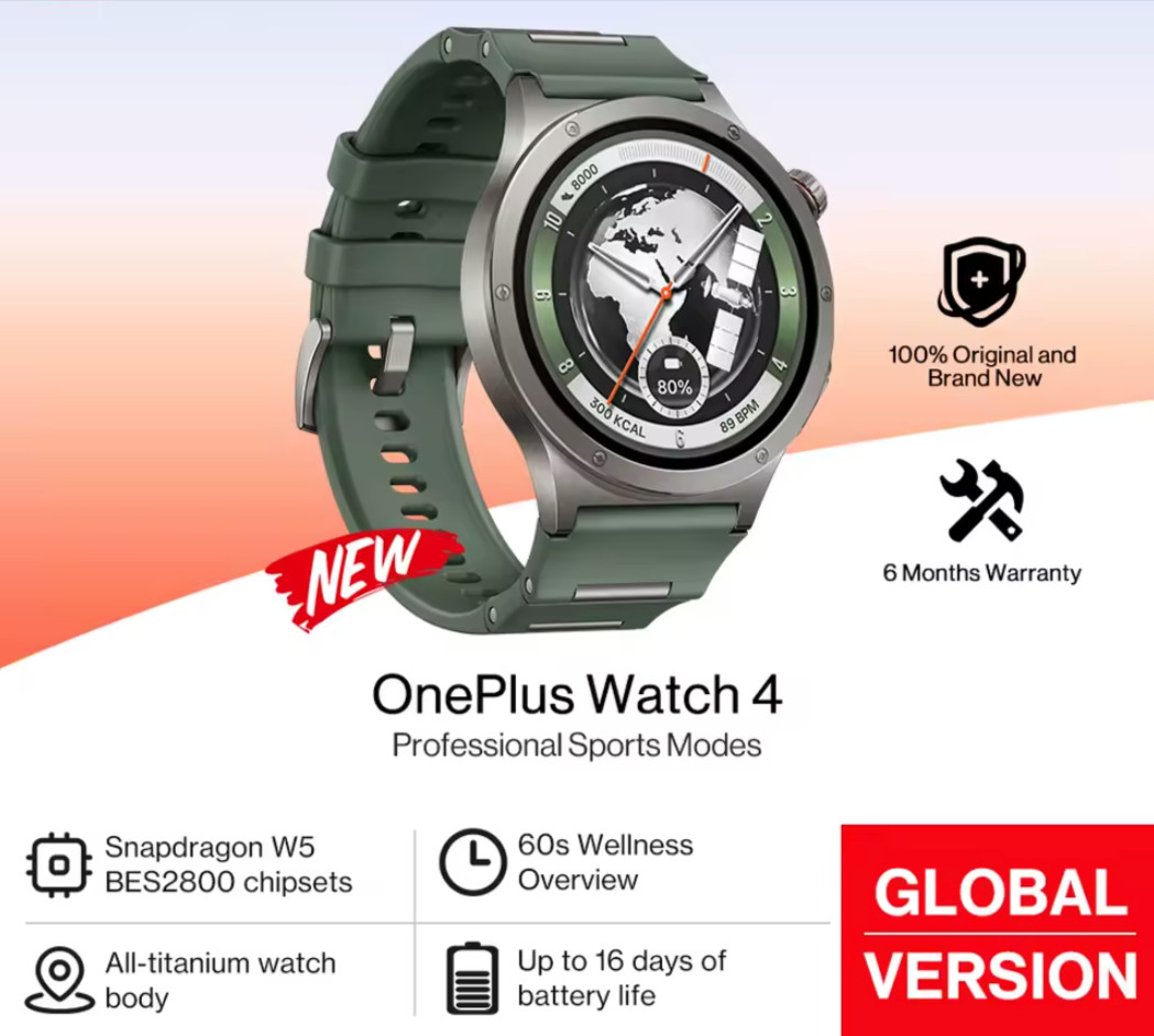 OnePlus Watch 4 – Evergreen Titanium Global Version Smart Watch 1.50” AMOLED
