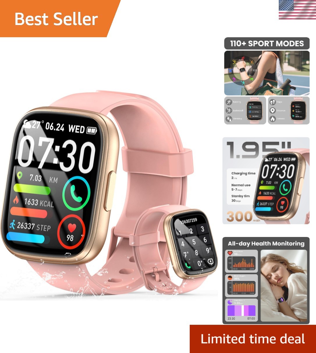 All-Day Fitness Companion: Smart Watch with Sleep Monitor & Custom Watch Faces