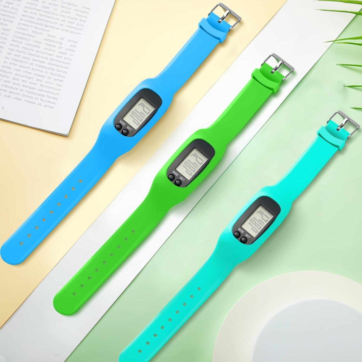 Silicone Fitness Tracker Watch 3 Pcs Walking Running Pedometer Calorie Burnin…