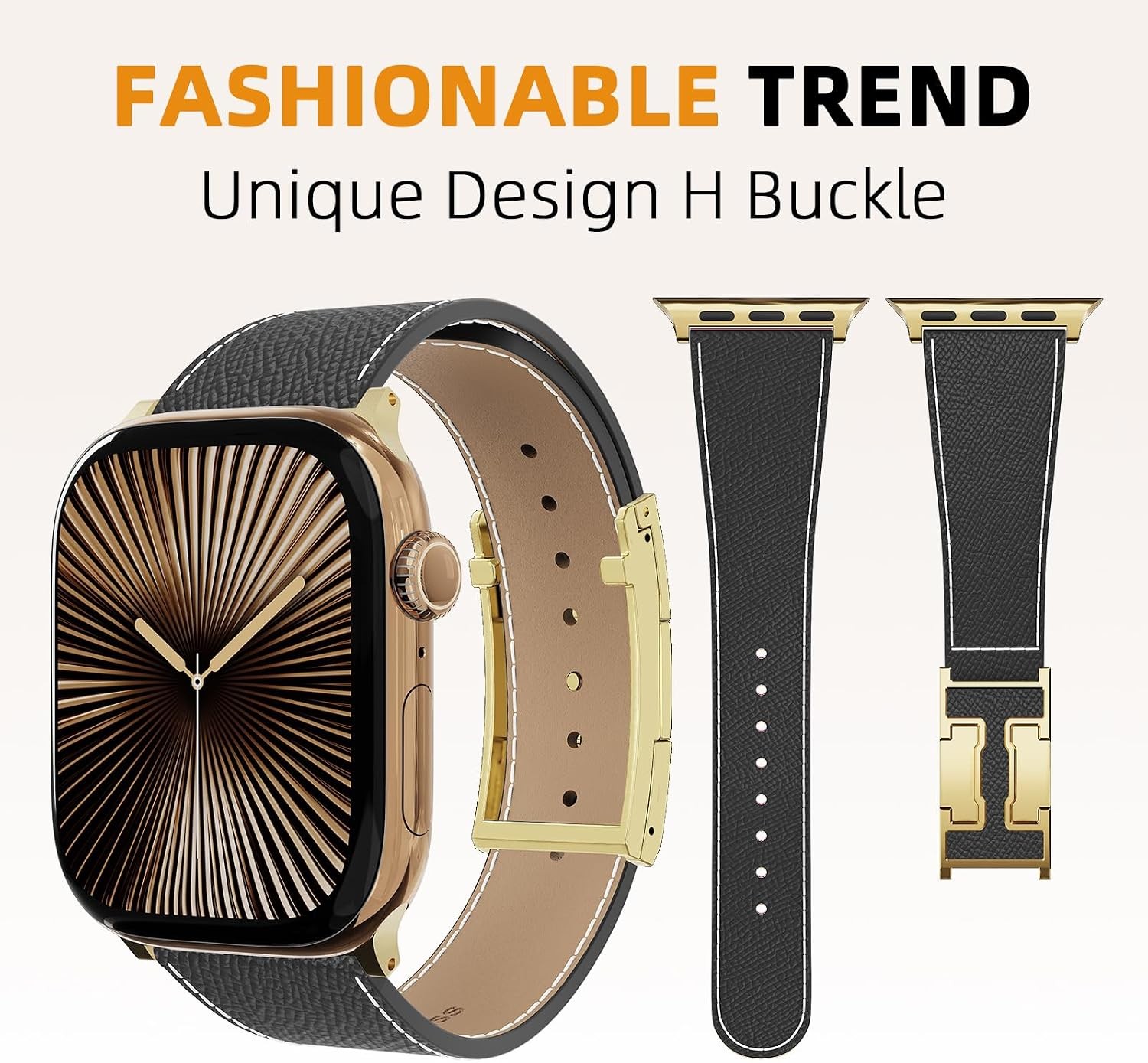 Designer Leather Band for Apple Watch 49mm 44mm with Magnetic Buckle Replacement