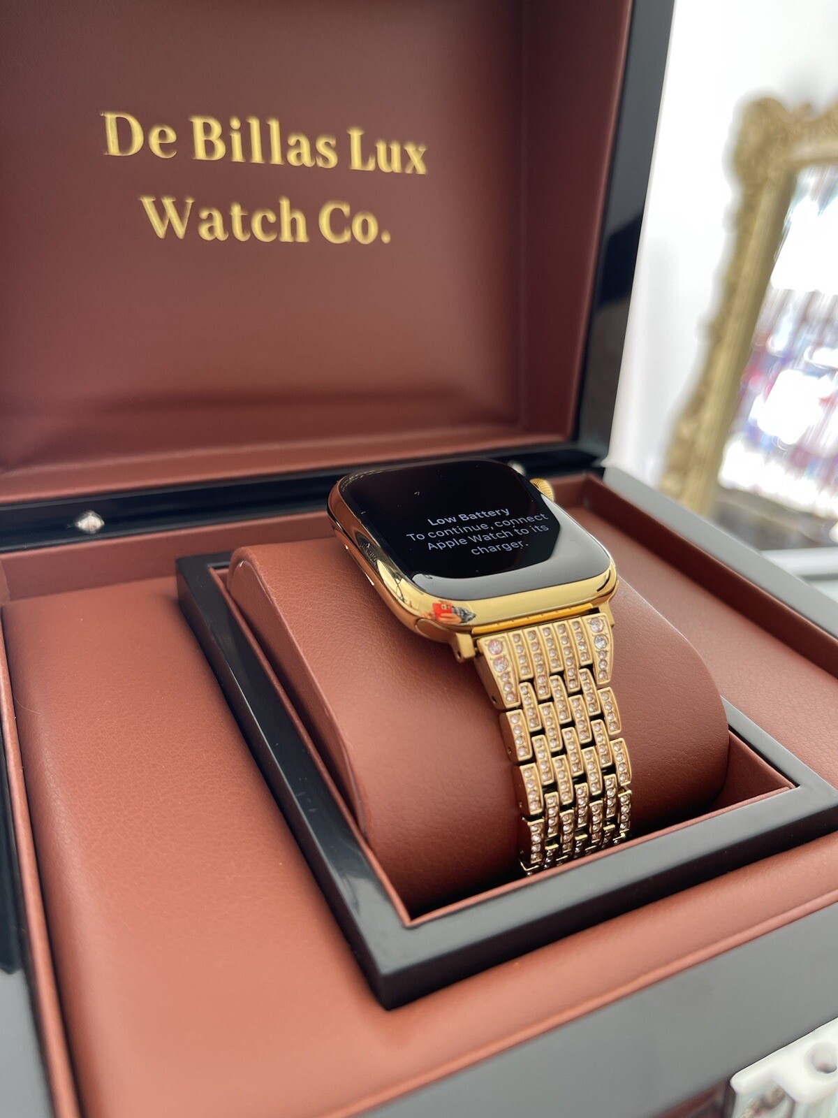 Custom 24k Gold Plated 41mm Apple Watch Stainless Steel Series 9 Diamond Band