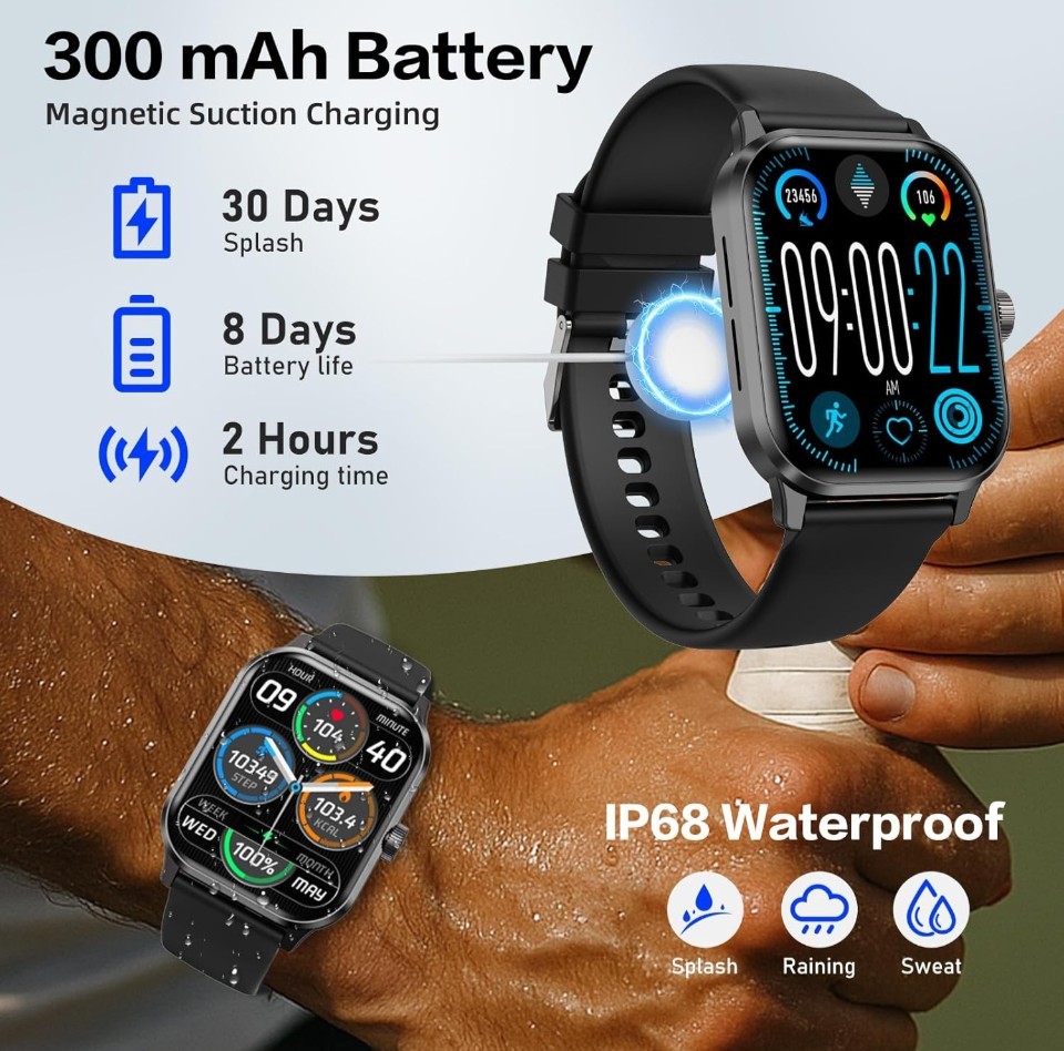 Smart Watch for Men and Women, 1.96″ HD Fitness Tracker with Bluetooth Calls,…