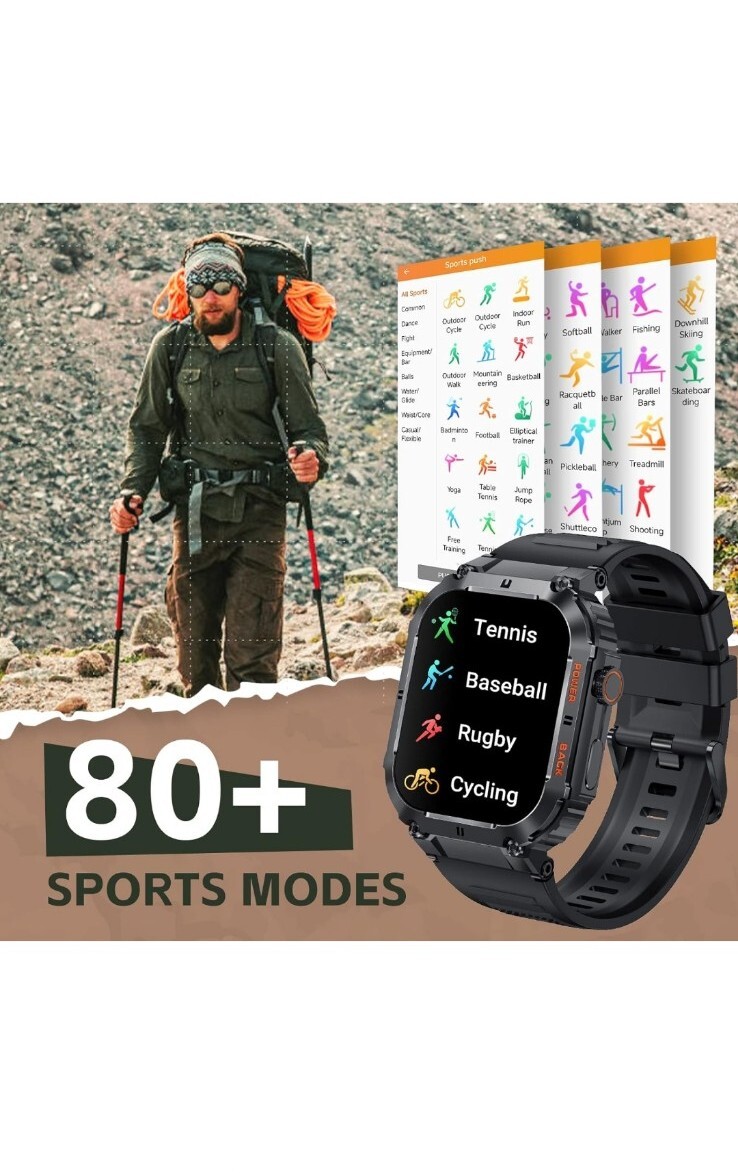 ew1 smartwatch newMilitary Smart Watch for Men (Answer/Make Call), 1.96 Inches