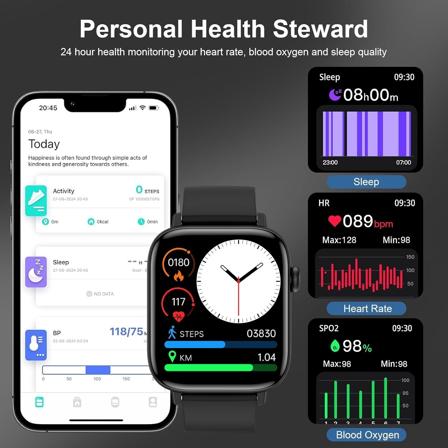 Smart Watch for Men 190 HD Touch Screen Bluetooth Call Fitness Tracker