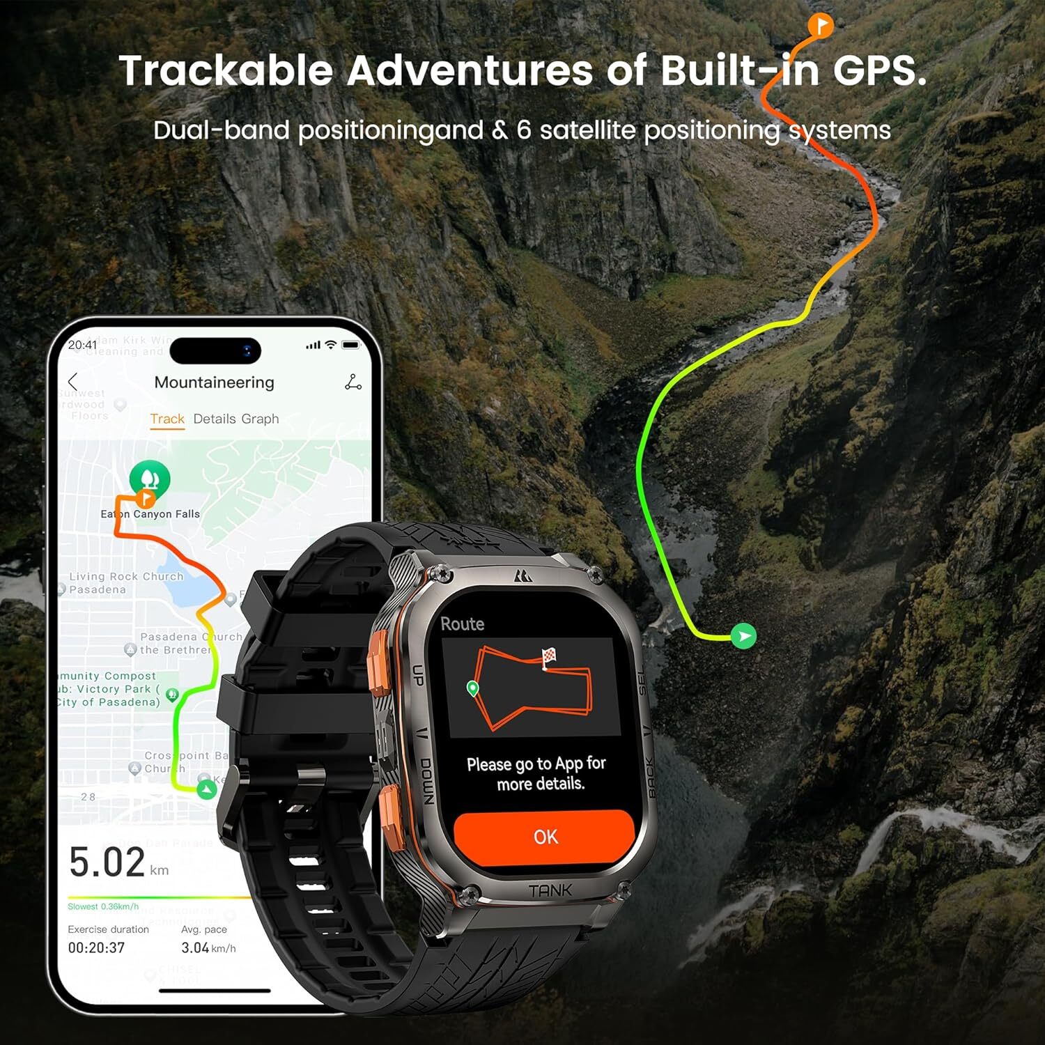 AMAZTIM TANK M3 Ultra GPS Smart Watch For Men 480mAh Big Battery 50m Waterproof