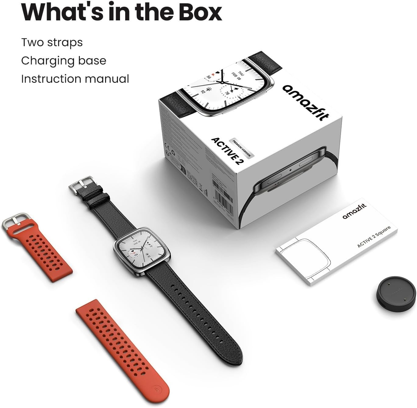 Amazfit Active 2 Premium Smart Watch Fitness Tracker (Square) for Android & iPho