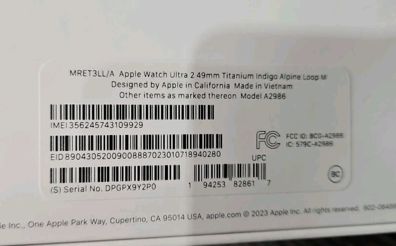 Apple Watch A2986 MRET3LL/A Ultra 2 49MM Titanium