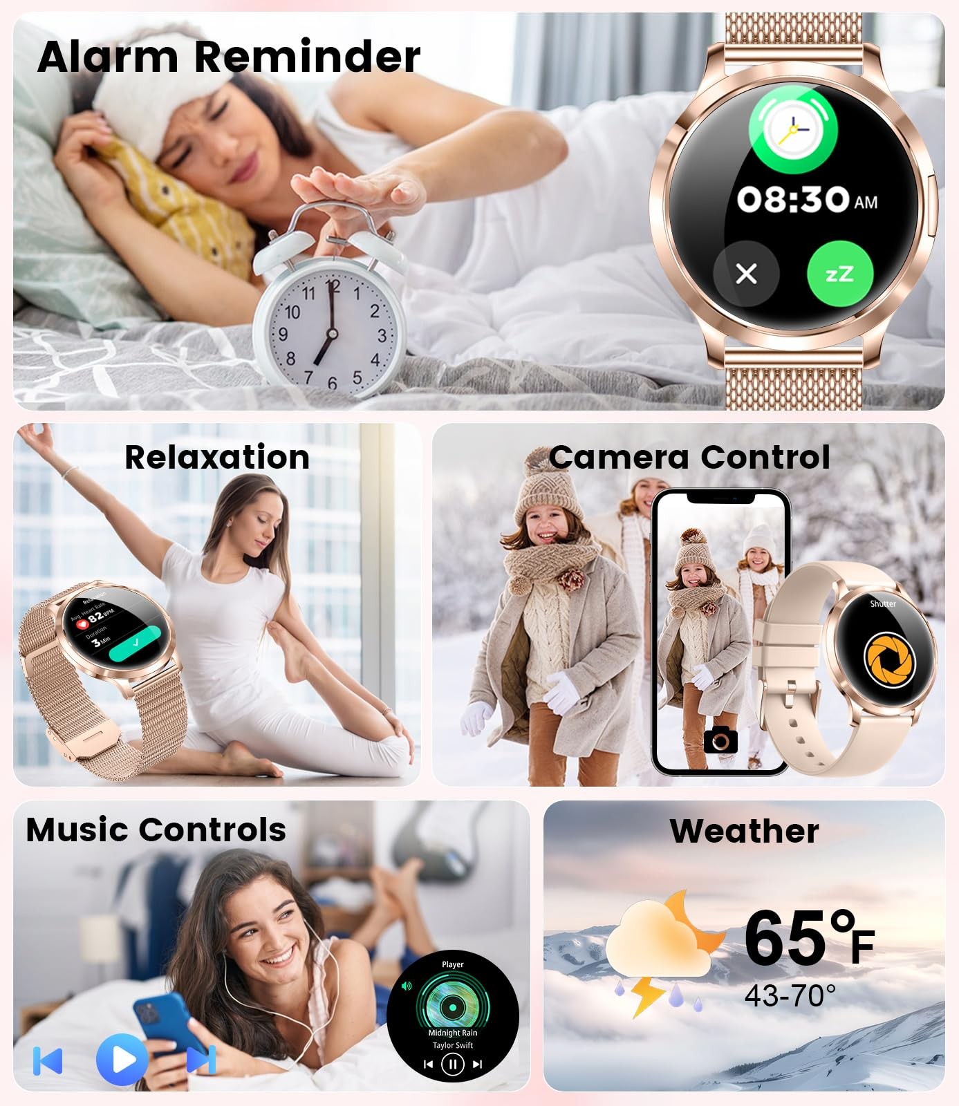 SUNKTA FV16 Thin Smart Watch for Women(Dial/Answer Call), 1.32″ AMOLED HD Dis…