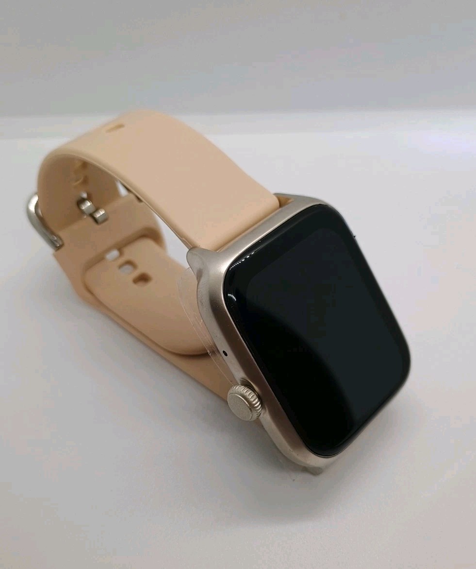 C20 Pro Smart Watch 45mm Gold Silicone Band Heart Rate Sleep Weather Music