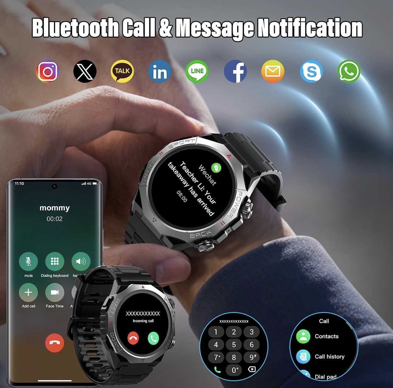 Military Smart Watch Answer Make Calls 1.39″HD Fitness Watch, 24/7 Heart Rate