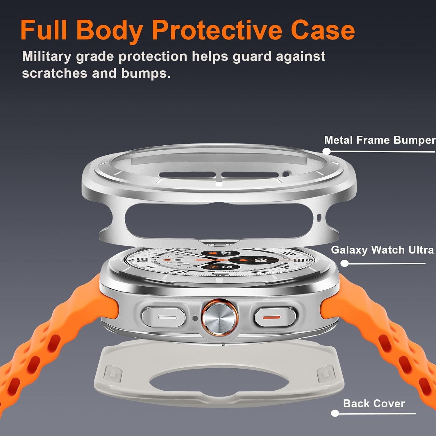 Metal Case For Samsung Galaxy Watch Ultra 47mm, Rugged Thin Hard Frame